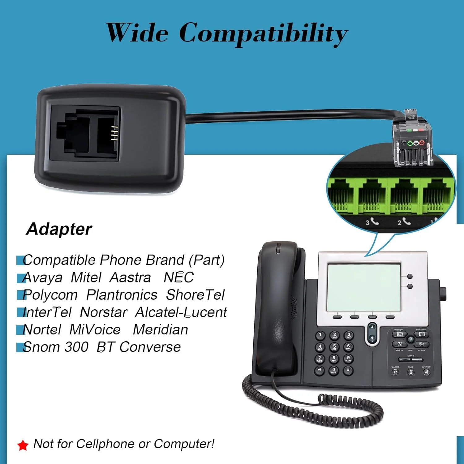 هدست تلفن رومیزی معمولی PChero، هدست دو گوشی سیمی با قابلیت حذف نویز و هندزفری، هدفون مرکز تماس با سر کریستالی RJ9 4 پین و میکروفون