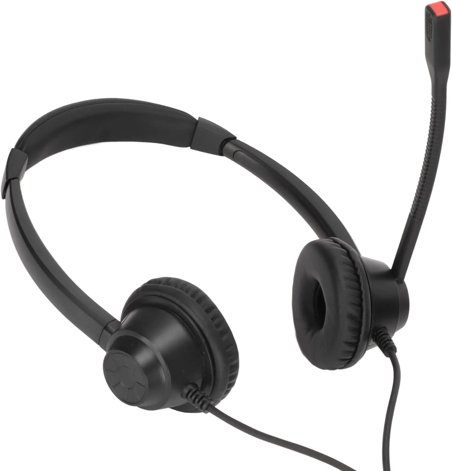 هدست تلفن RJ9 با میکروفون HD داخلی، هدست اداری دو گوشی با قابلیت تنظیم صدای بلندگو، مشکی