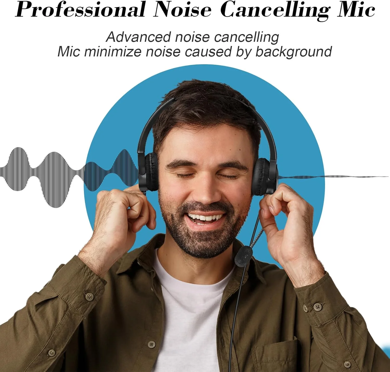 هدست تلفن رومیزی معمولی PChero، هدست دو گوشی سیمی با قابلیت حذف نویز و هندزفری، هدفون مرکز تماس با سر کریستالی RJ9 4 پین و میکروفون