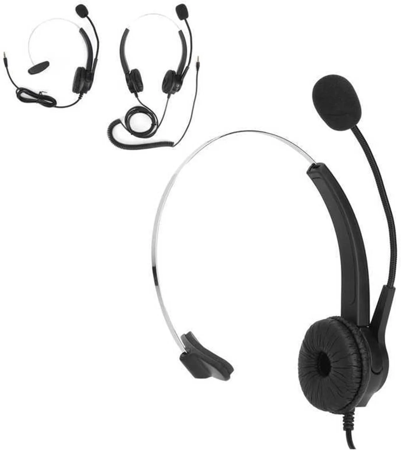 هدست تلفن PEHUB، هدست مرکز تماس، هدست سیمی اداری تجاری برای تلفن های ثابت/رومیزی، هدفون های فوق العاده بادوام (رنگ: دو گوشی، سایز: U)