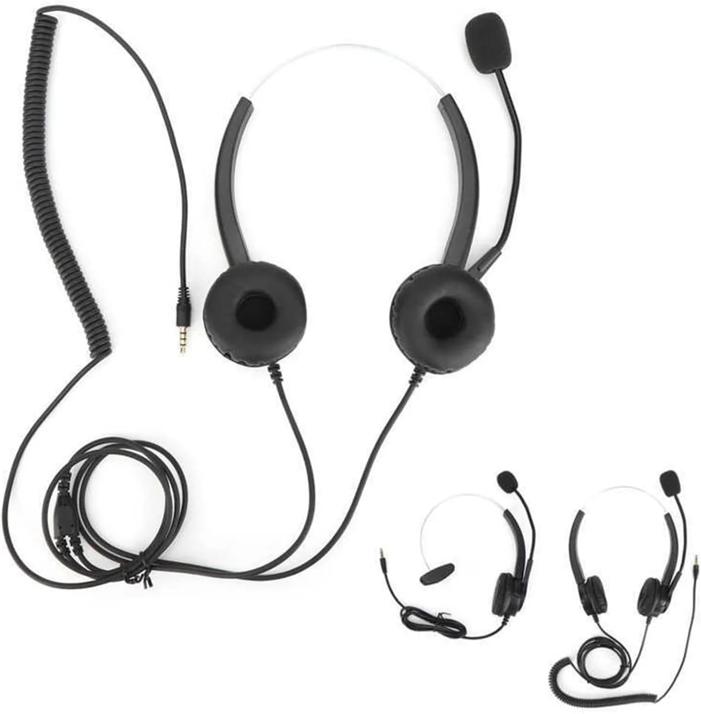 هدست تلفن PEHUB، هدست مرکز تماس، هدست سیمی اداری تجاری برای تلفن های ثابت/رومیزی، هدفون های فوق العاده بادوام (رنگ: دو گوشی، سایز: U)