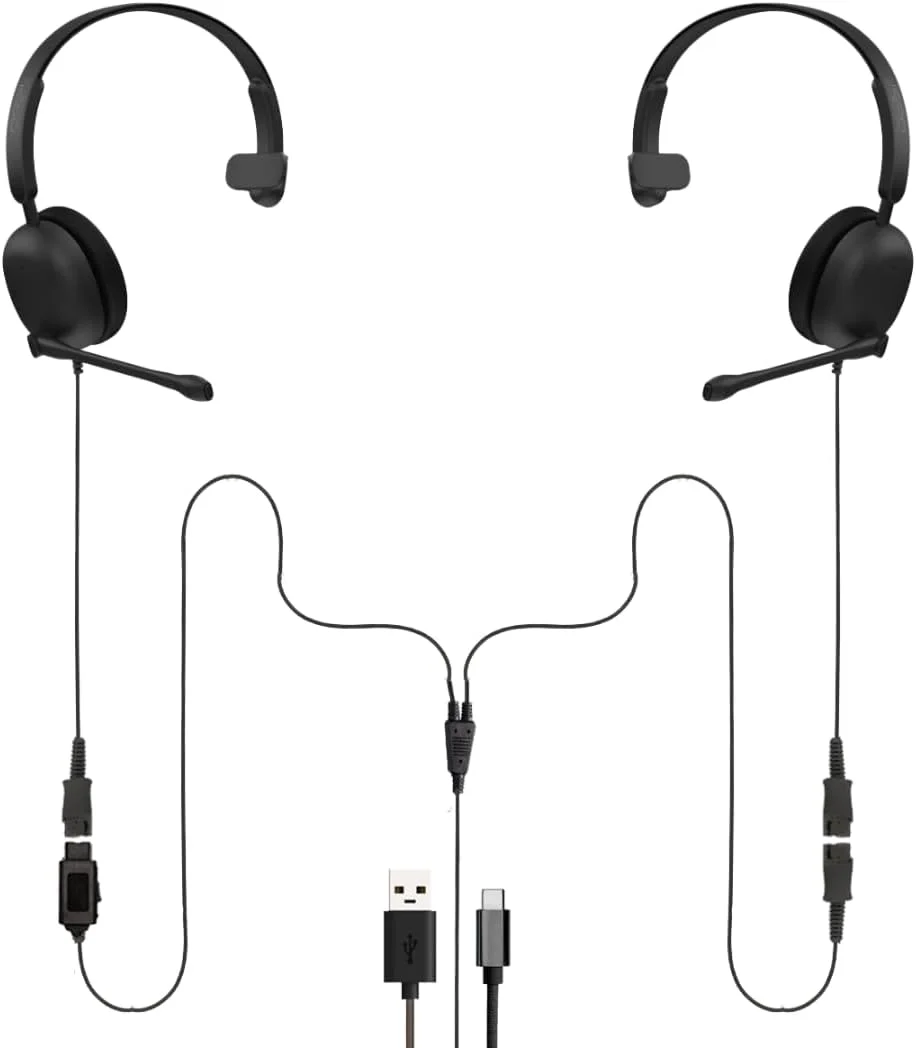 بسته هدست تک گوشی Project Telecom مناسب آموزش، نظارت و مربیگری، سازگار با USB-A و USB-C، دارای کنترل های درون خطی و حذف نویز، سازگاری گسترده (تک گوشی)