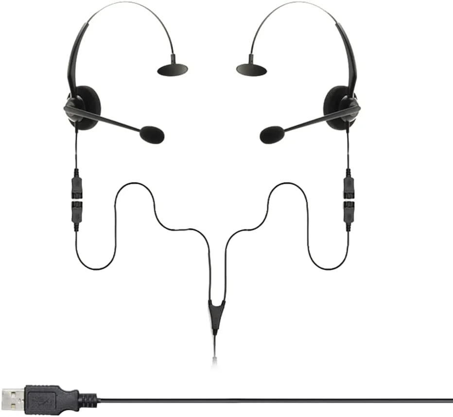 پروژه تلکام USB-A و USB-C، ۲ کاربر، یک گوشی با حذف نویز، بسته آموزشی تقسیم کننده هدست - سازگار با Microsoft Teams، Zoom، Cisco Webex، برنامه های سافت فون VoIP