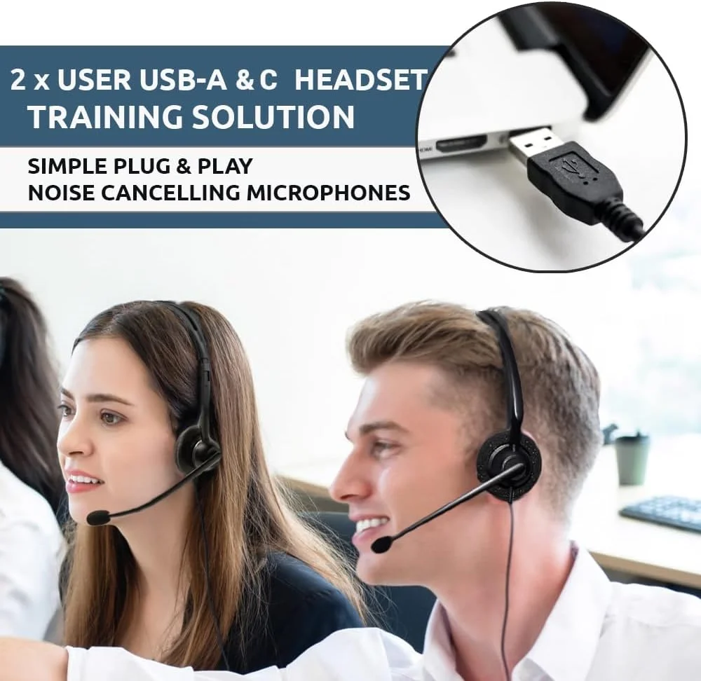 پروژه تلکام USB-A و USB-C، ۲ کاربر، یک گوشی با حذف نویز، بسته آموزشی تقسیم کننده هدست - سازگار با Microsoft Teams، Zoom، Cisco Webex، برنامه های سافت فون VoIP پروژه تلکام USB-A و USB-C، ۲ کاربر، یک گوشی با حذف نویز، بسته آموزشی تقسیم کننده هدست - سازگار با Microsoft Teams، Zoom، Cisco Webex، برنامه های سافت فون VoIP