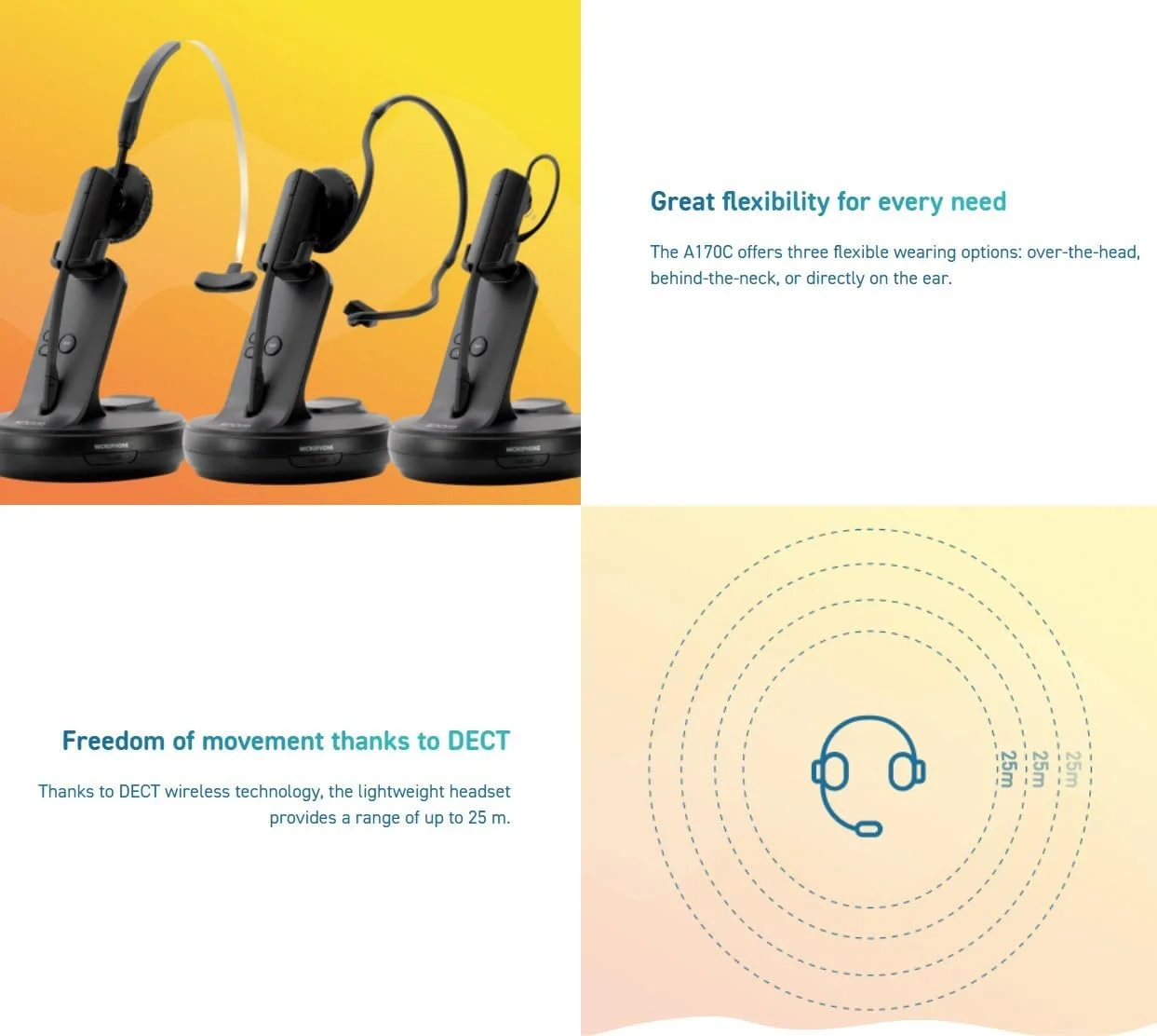 هدست دکت Snom A170C - هدست بی سیم سازگار با تلفن های بی سیم با میکروفون، هدفون بی سیم، تلفن بی سیم 2 گوشی - حذف نویز، برد 50 متر هدست دکت Snom A170C - هدست بی سیم سازگار با تلفن های بی سیم با میکروفون، هدفون بی سیم، تلفن بی سیم 2 گوشی - حذف نویز، برد 50 متر