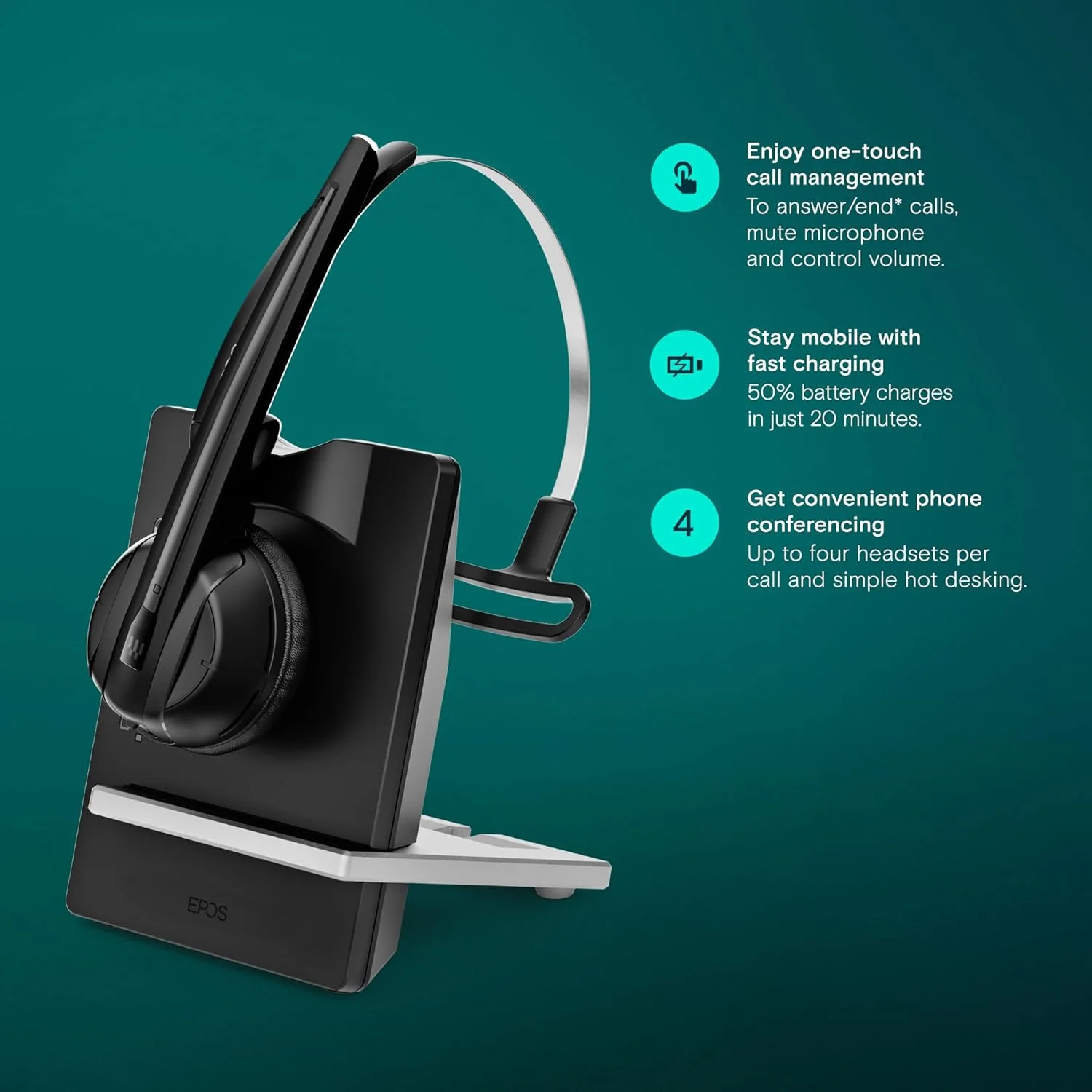 هدست بی سیم تلفن EPOS | Sennheiser Impact D 10 Phone II (1000996) DECT تک گوش با قابلیت تبدیل برای اتصال به تلفن رومیزی، مشکی هدست بی سیم تلفن EPOS | Sennheiser Impact D 10 Phone II (1000996) DECT تک گوش با قابلیت تبدیل برای اتصال به تلفن رومیزی، مشکی