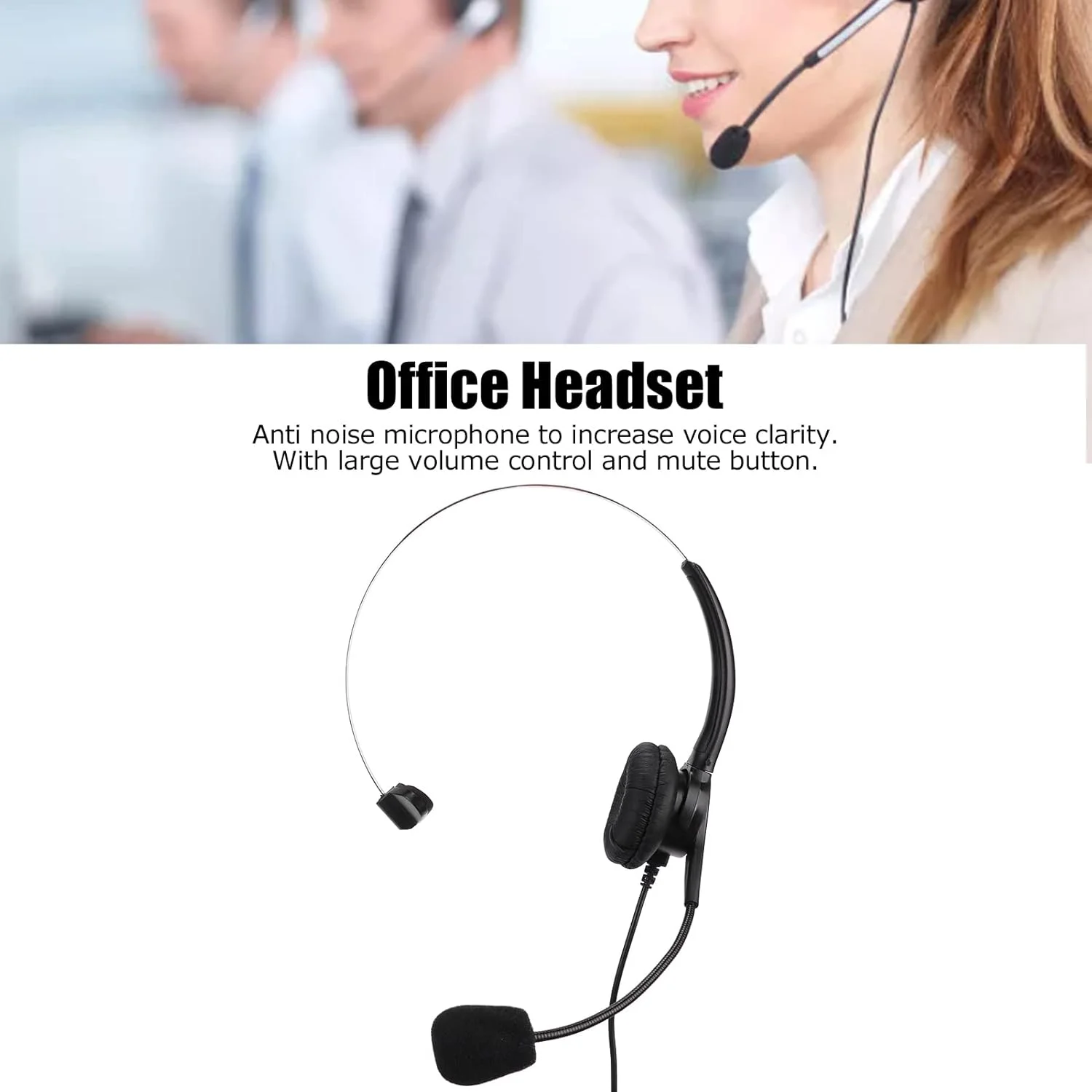 هدست تلفن سیمی، هدست مرکز تماس مشکی راحت با پورت RJ9، اتصال آسان برای خدمات مشتری