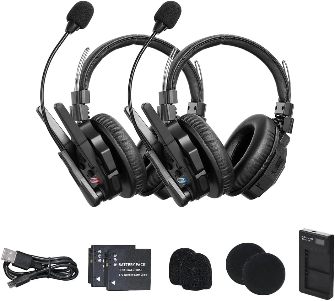 سیستم هدست اینترکام بی‌سیم SYNCO Xtalk XMax2 2.4GHz، هدست‌های ارتباطی دو گوشی 500 متر با قابلیت کاهش نویز برای فیلمبرداری، اجرای زنده و استیج (2 عدد)