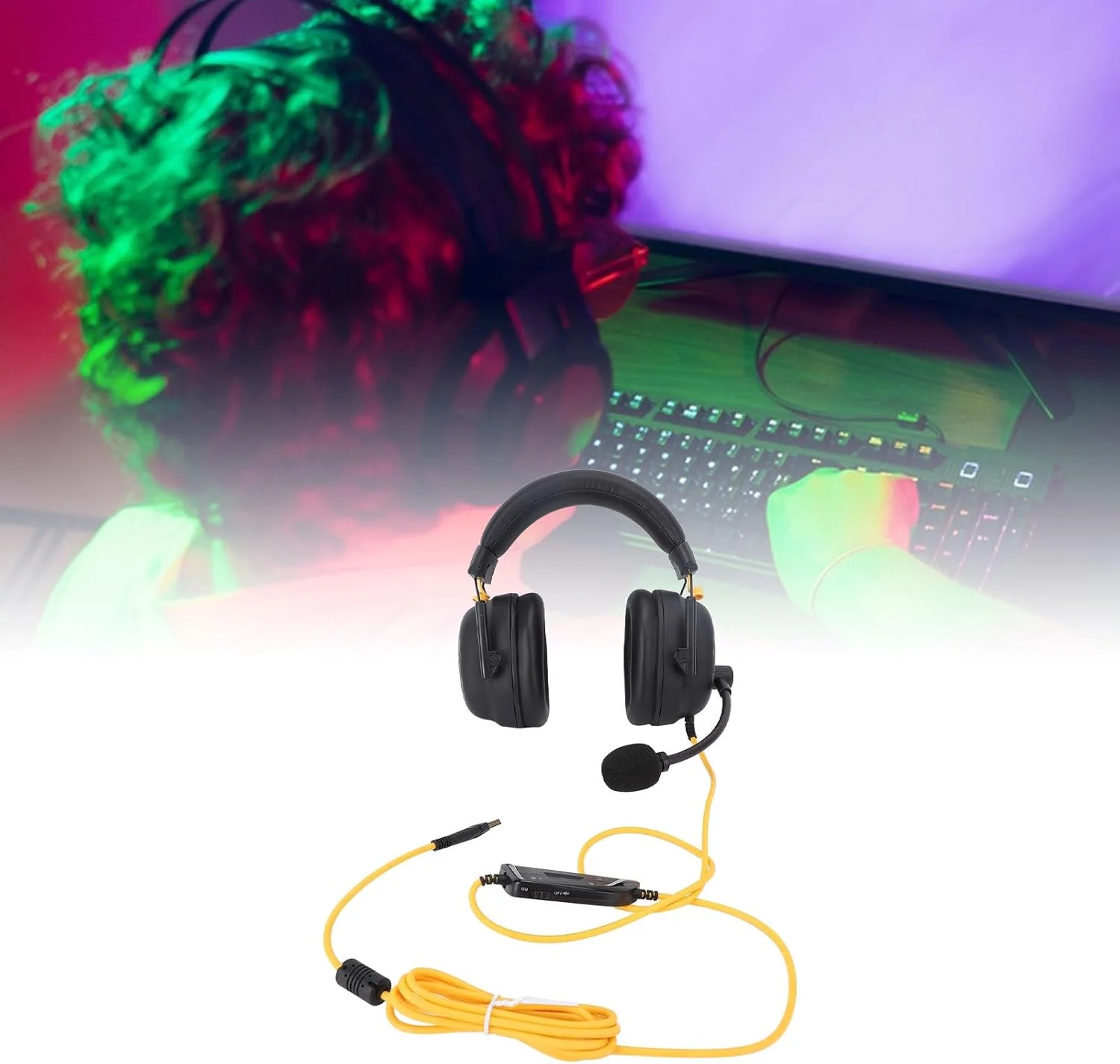 هدست گیمینگ صدای فراگیر 7.1، واحد درایور 50 میلی متری، هدفون گیمینگ، نرم افزار جلوه های صوتی سفارشی، میکروفون حذف نویز (مشکی) هدست گیمینگ صدای فراگیر 7.1، واحد درایور 50 میلی متری، هدفون گیمینگ، نرم افزار جلوه های صوتی سفارشی، میکروفون حذف نویز (مشکی)