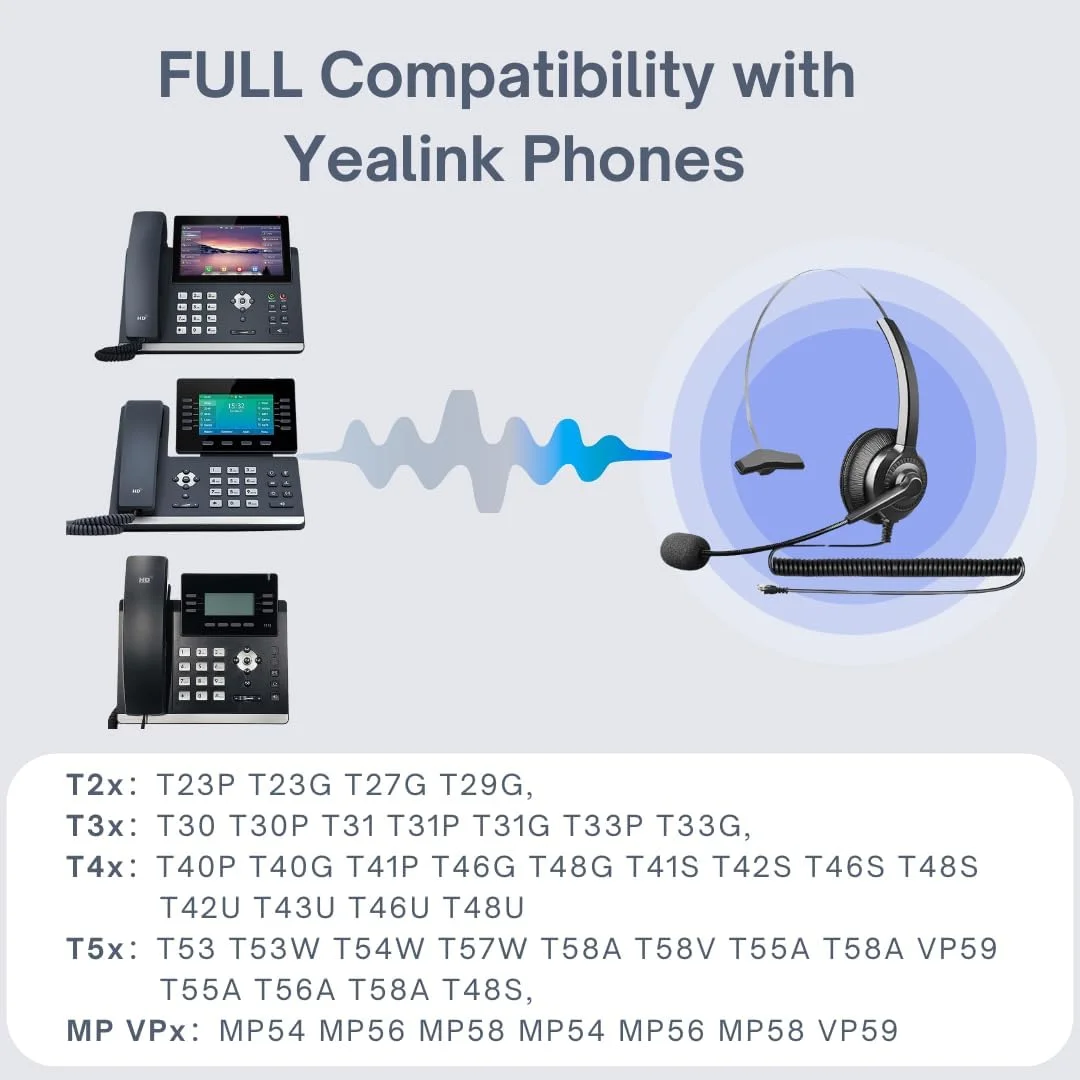 هدست تلفن Telehybrid برای تلفن های رومیزی Yealink، هدست های تلفن RJ9 با میکروفون حذف نویز YHS35 سازگار با تلفن های VoIP Yealink سری T2x T3x T4x T5x MP VP هدست تلفن Telehybrid برای تلفن های رومیزی Yealink، هدست های تلفن RJ9 با میکروفون حذف نویز YHS35 سازگار با تلفن های VoIP Yealink سری T2x T3x T4x T5x MP VP