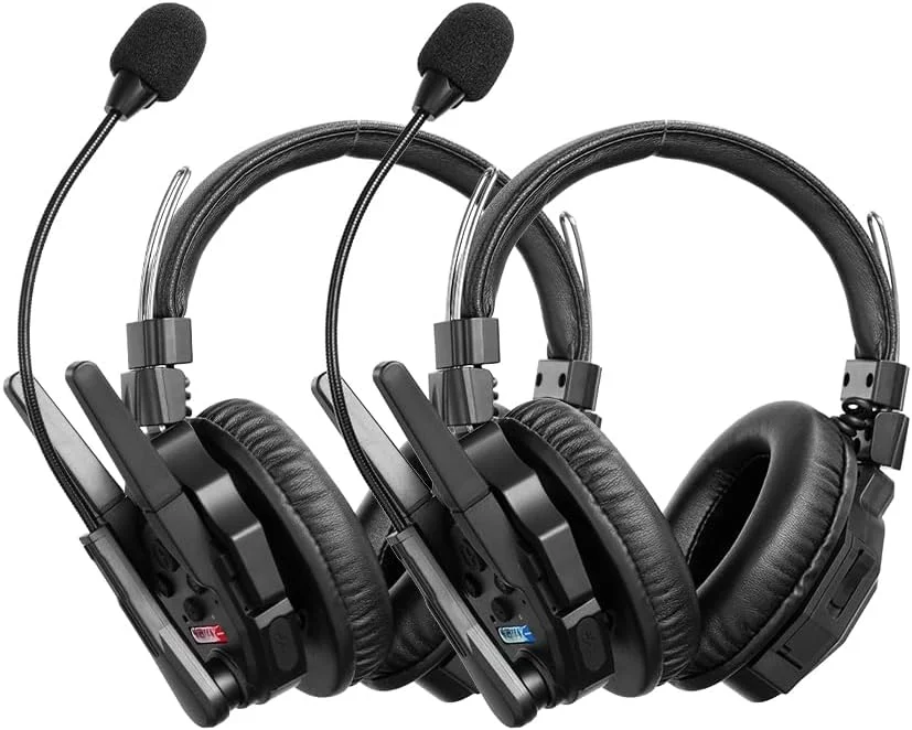 سیستم اینترکام بی‌سیم فول دوبلکس SYNCO Xtalk XMax2 با 2 هدست دو گوش (2.4 گیگاهرتز) طراحی تصادفی دستگاه اصلی برای ارتباط تیمی، فیلمبرداری، اجرای زنده (2 عدد)