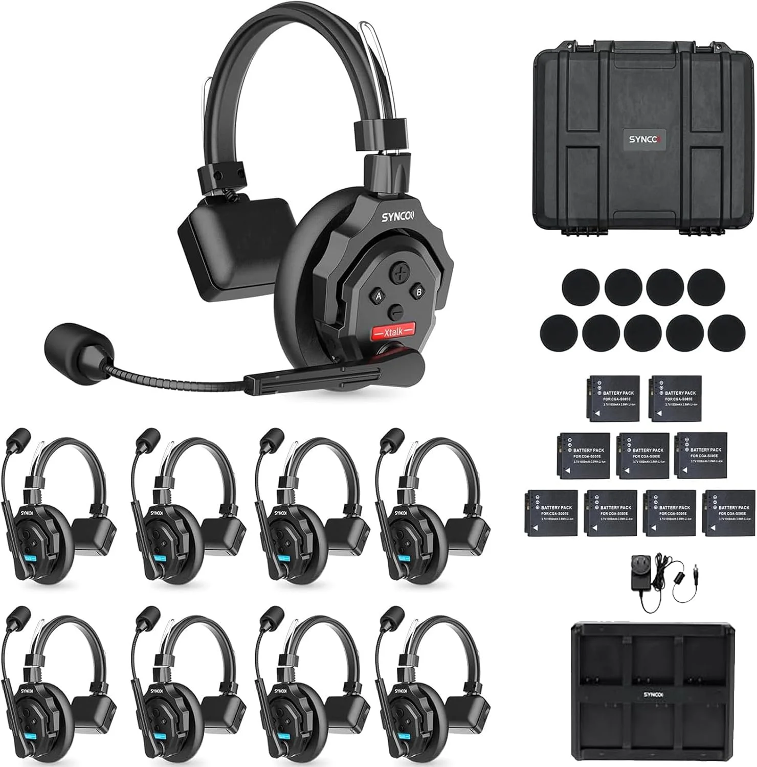 سیستم هدست اینترکام بی سیم فول دوبلکس SYNCO XTalk X9 با پشتیبانی از ارتباط تیمی 9 نفره 2.4 گیگاهرتز، نظارت بلادرنگ 350 متری، عمر باتری 24 ساعته