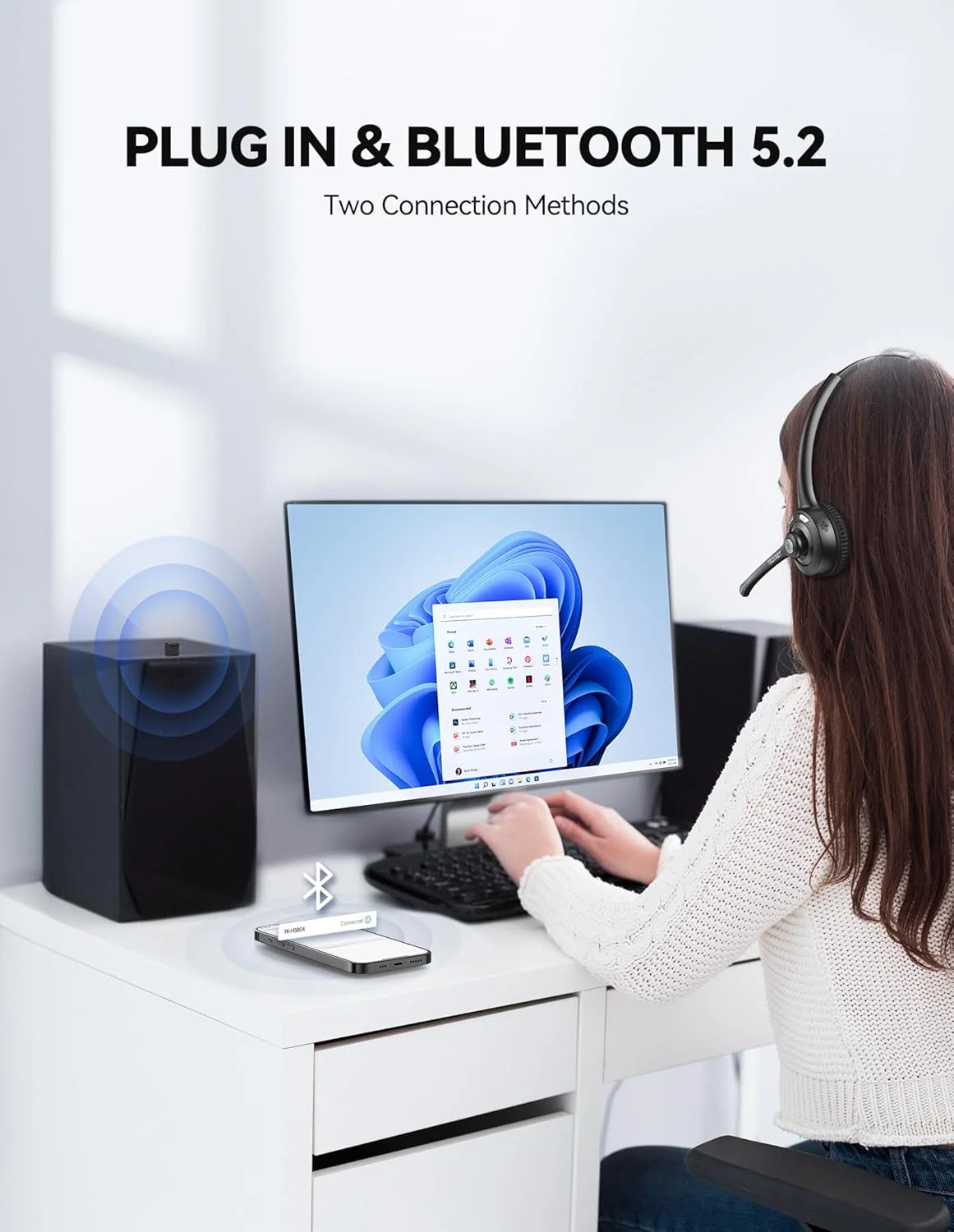 هدفون بلوتوثی TECKNET با میکروفون و دانگل USB، هدفون بی سیم کامپیوتر، حذف نویز و تماس هندزفری برای کامپیوتر، مرکز تماس، کنفرانس، فوق العاده سبک هدفون بلوتوثی TECKNET با میکروفون و دانگل USB، هدفون بی سیم کامپیوتر، حذف نویز و تماس هندزفری برای کامپیوتر، مرکز تماس، کنفرانس، فوق العاده سبک