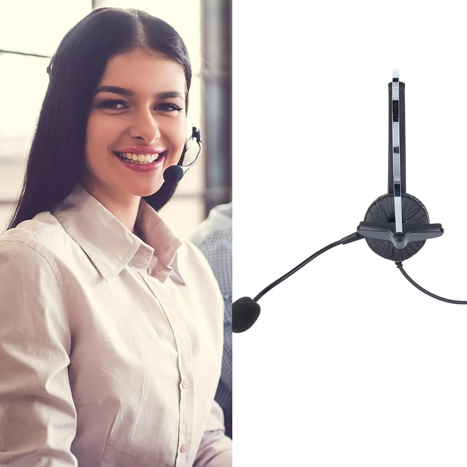 هدست تلفن سیمی، هدفون قابل تنظیم با میکروفون حذف نویز، گوشی های چرمی مصنوعی، هدست RJ9، برای تلفن های همراه، تبلت ها، لپ تاپ ها هدست تلفن سیمی، هدفون قابل تنظیم با میکروفون حذف نویز، گوشی های چرمی مصنوعی، هدست RJ9، برای تلفن های همراه، تبلت ها، لپ تاپ ها