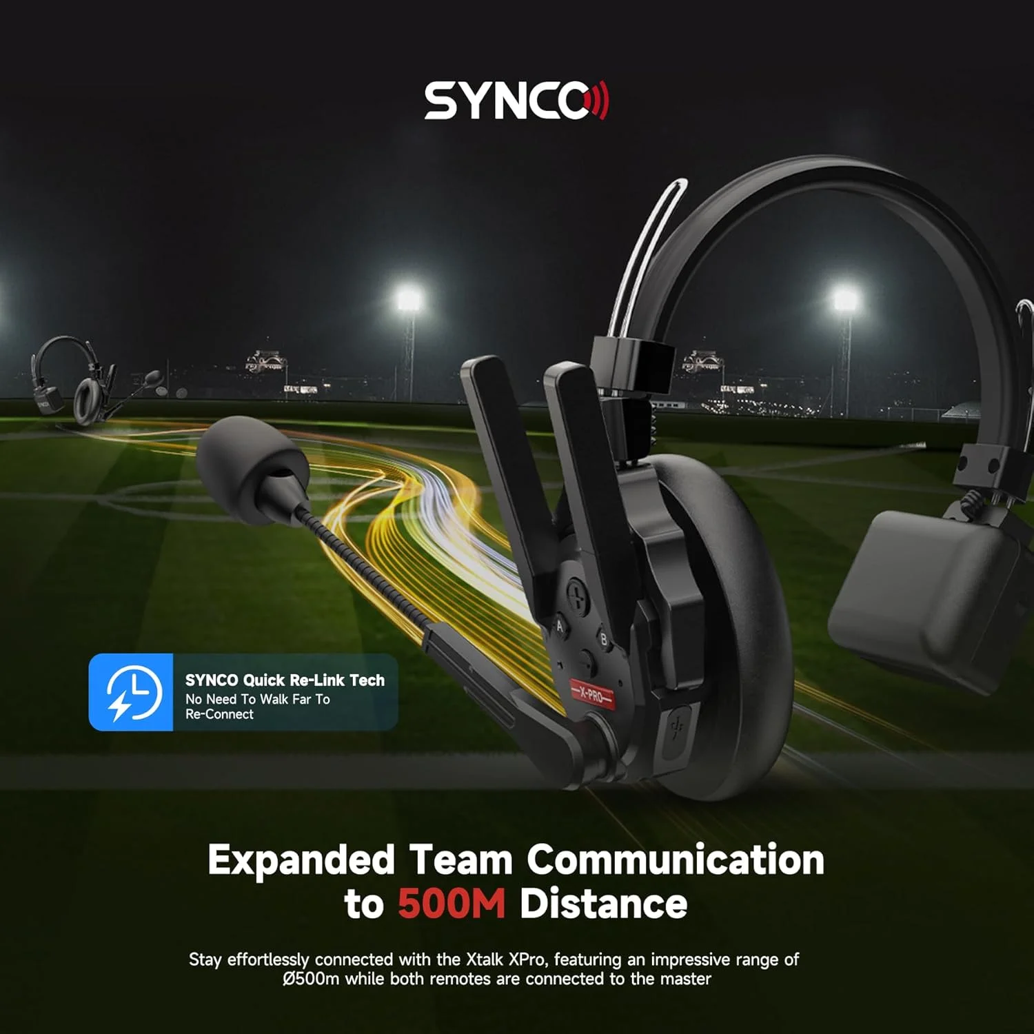 سیستم اینترکام هدست بی سیم SYNCO XTalk X5، 2.4 گیگاهرتز فول دوبلکس 350 متر، نظارت بلادرنگ، 20 ساعت عمر باتری، هدست تلفن برای ارتباط تیمی بین 5 نفر سیستم اینترکام هدست بی سیم SYNCO XTalk X5، 2.4 گیگاهرتز فول دوبلکس 350 متر، نظارت بلادرنگ، 20 ساعت عمر باتری، هدست تلفن برای ارتباط تیمی بین 5 نفر