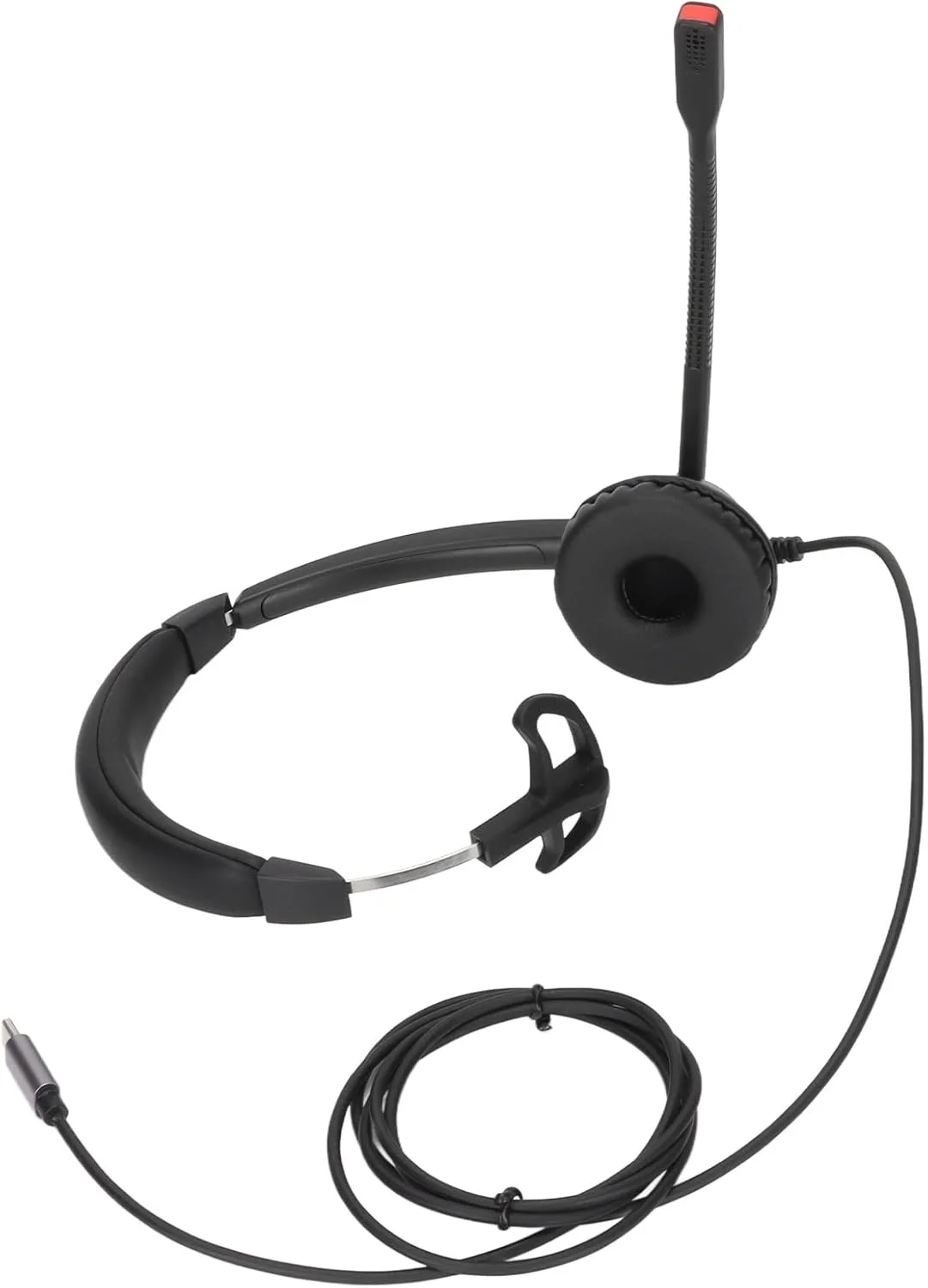 هدست تلفن تک گوش با میکروفون حذف نویز برای مرکز تماس، بازاریابی تلفنی، هدست تجاری با پورت Type C مشکی مدل H390TYPEC