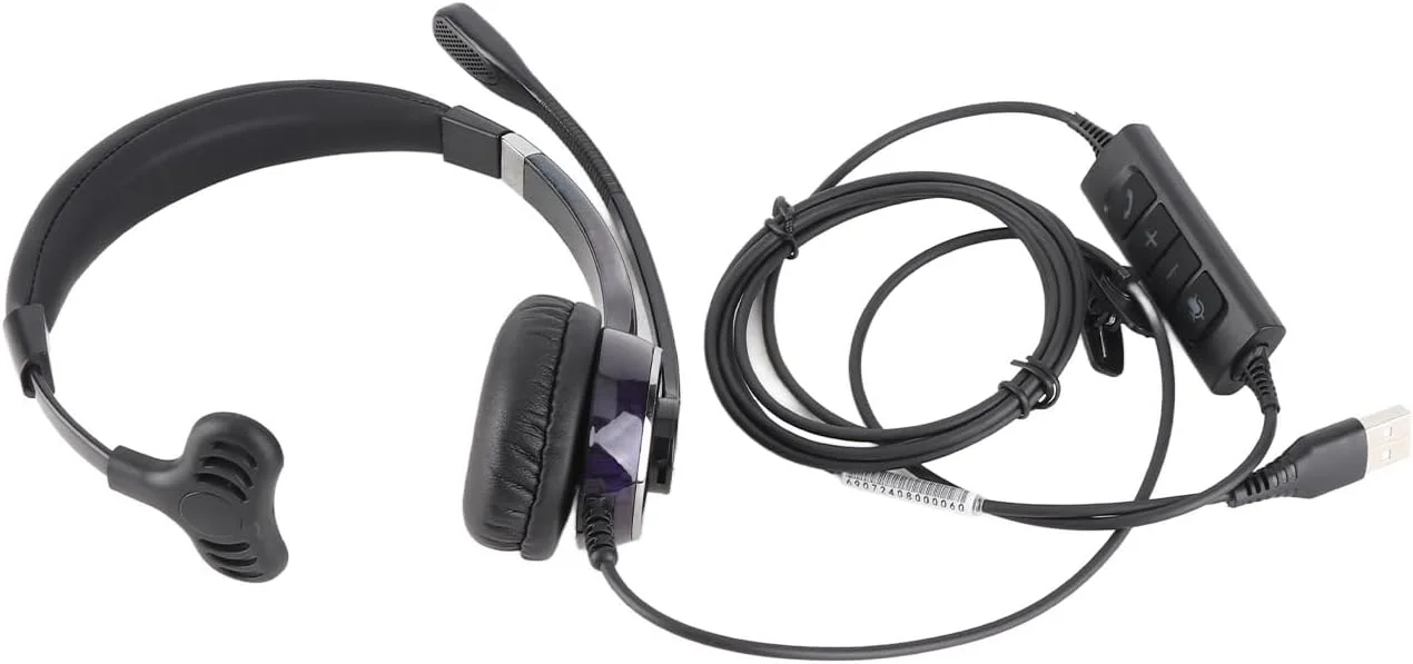 هدست تلفن، هدست مرکز تماس تک گوش نرم با قابلیت حذف نویز، چرم پروتئینی حرفه ای برای کنفرانس بیمه (رابط USB)