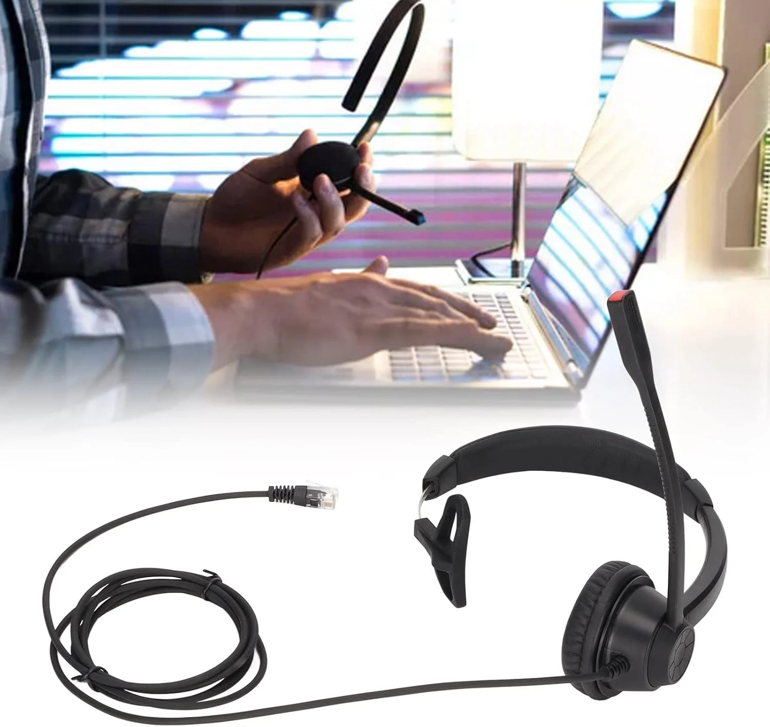 هدست تلفن RJ9، گوشی سبک وزن با ساختار محکم یک طرفه و حذف نویز، مناسب برای بازاریابی تلفنی