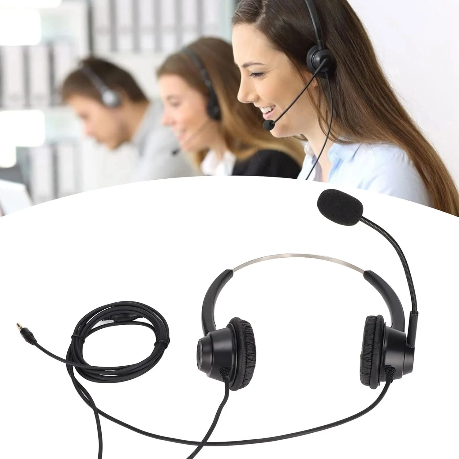 هدست تلفن، هدست تلفن با قابلیت حذف نویز با میکروفون، هدست خدمات مشتری با سر صاف 3.5 میلیمتری با میکروفون برای تلفنهای VOIP و مراکز تماس هدست تلفن، هدست تلفن با قابلیت حذف نویز با میکروفون، هدست خدمات مشتری با سر صاف 3.5 میلیمتری با میکروفون برای تلفنهای VOIP و مراکز تماس