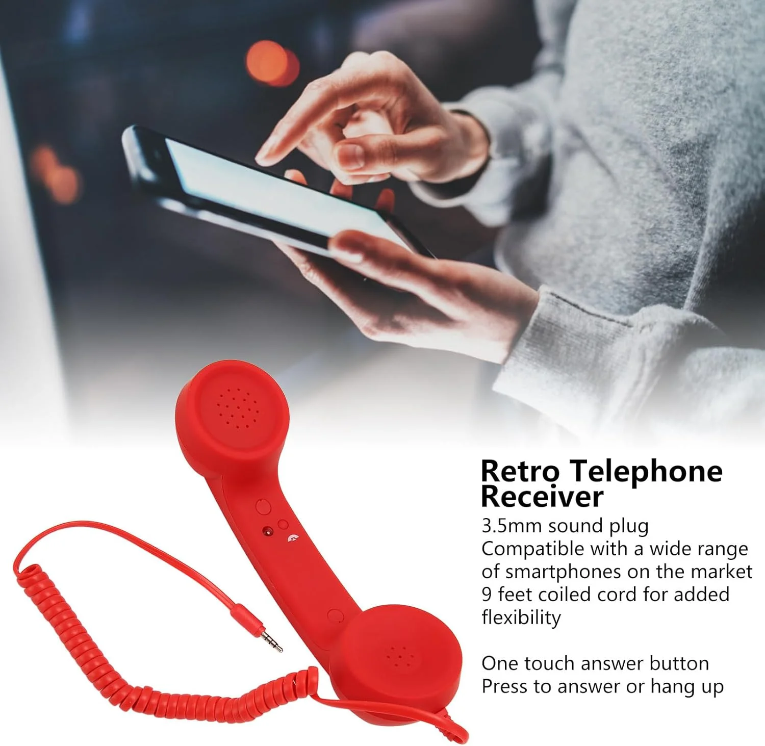 گوشی تلفن رترو Tihebeyan با سیم (قرمز) گوشی تلفن رترو Tihebeyan با سیم (قرمز)