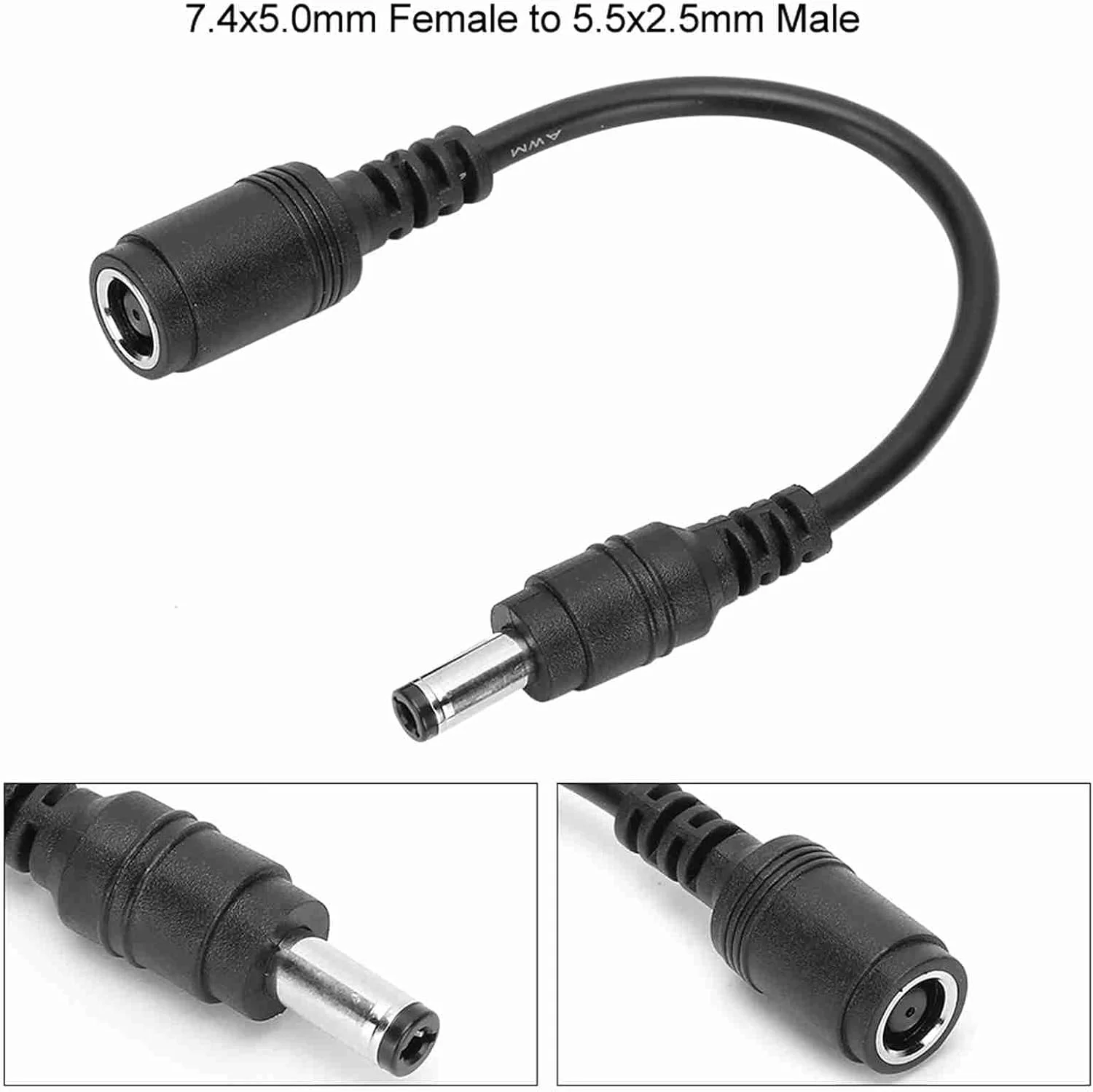 کابل تبدیل شارژ سریع آداپتور لپ تاپ 7.4x5.0mm مادگی به 5.5x2.5mm نری، جنس ABS برای لپ تاپ، سایز کوچک، مقاوم در برابر سایش