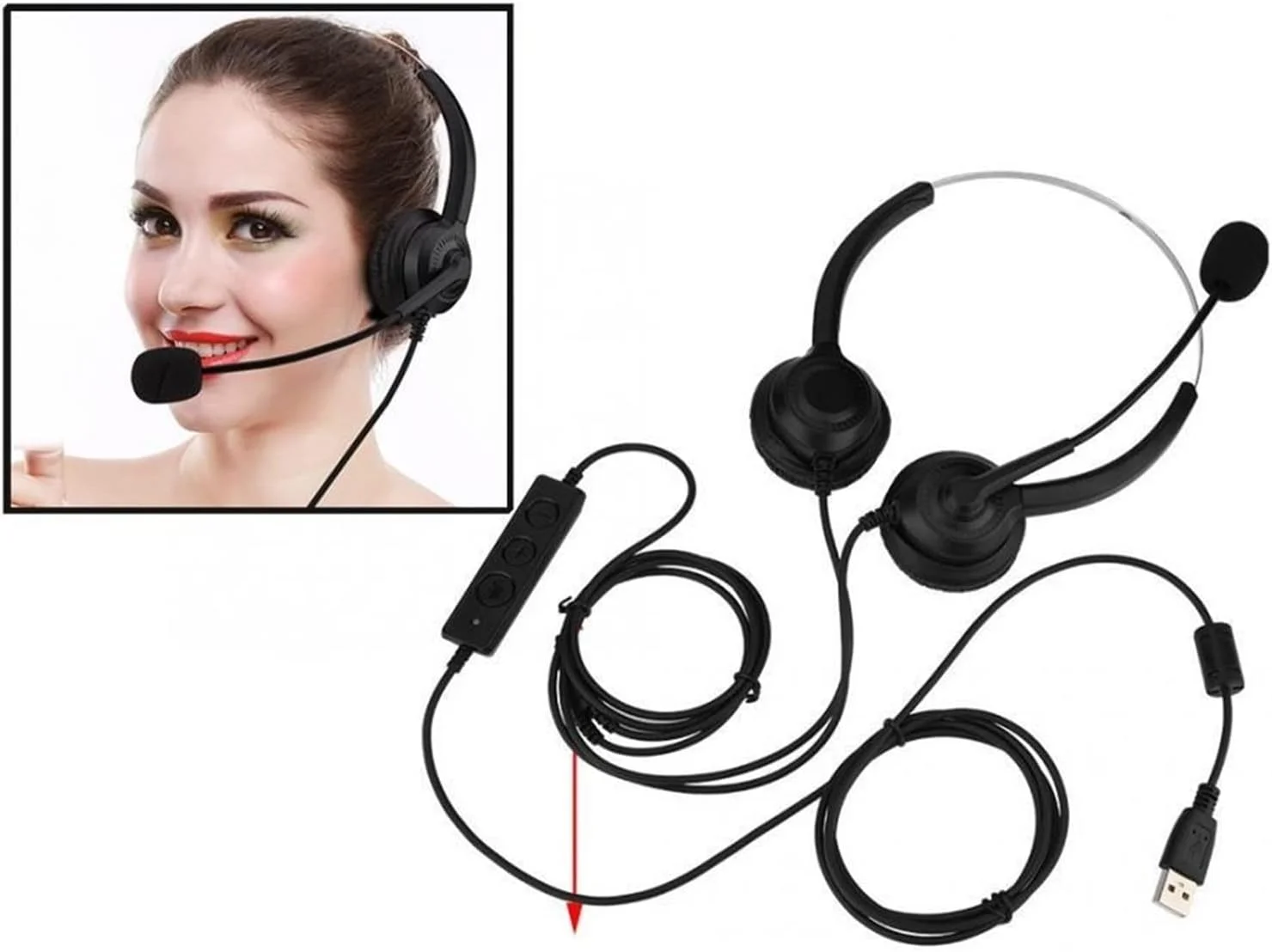 هدست USB مرکز تماس TMKJZL با میکروفون و عملکرد قطع صدا، هدست مرکز تماس USB با قابلیت حذف نویز و میکروفون، هدفون فوق العاده بادوام