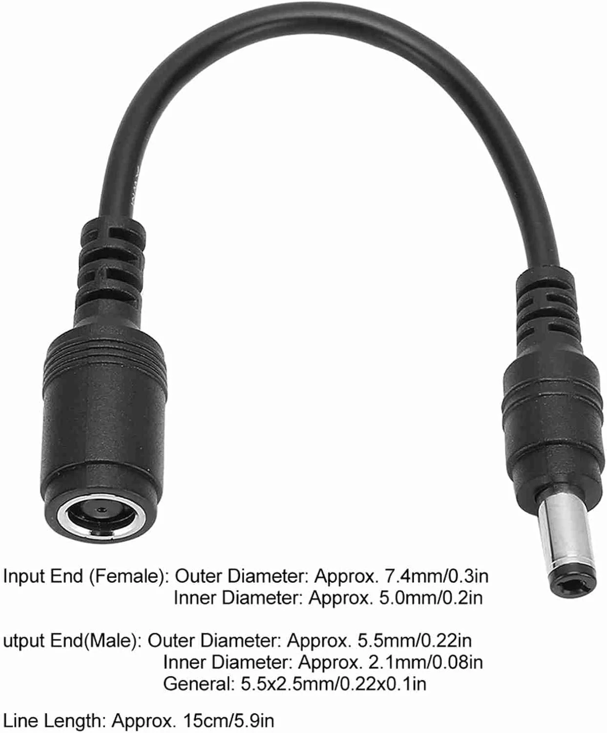 کابل تبدیل شارژ سریع آداپتور لپ تاپ 7.4x5.0mm مادگی به 5.5x2.5mm نری، جنس ABS برای لپ تاپ، سایز کوچک، مقاوم در برابر سایش