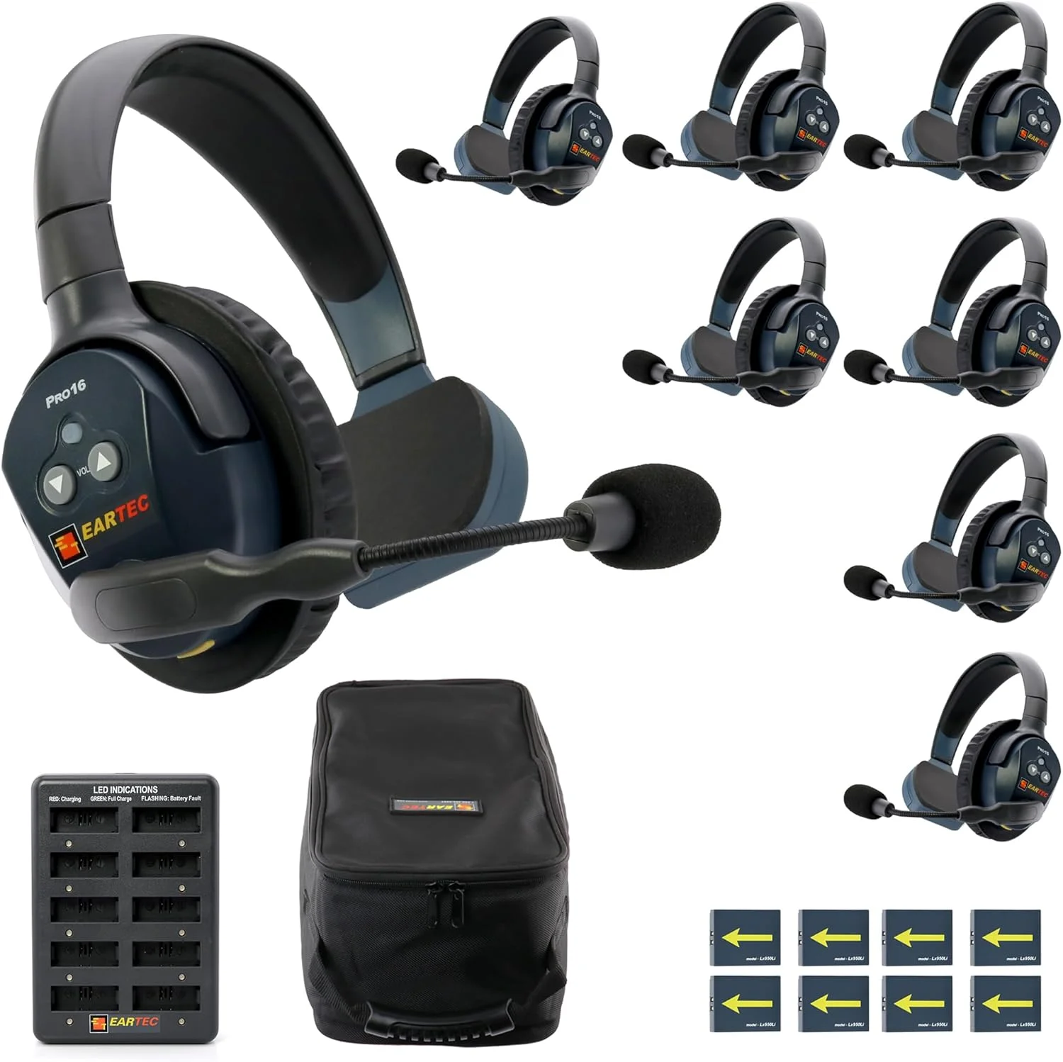 سیستم اینترکام بی سیم دوربرد فول دوبلکس EARTEC Ultralite PRO16 ETP8S - 8 هدست تک گوش، برد تا 800 متر، 2.4 گیگاهرتز، شرکت آمریکایی