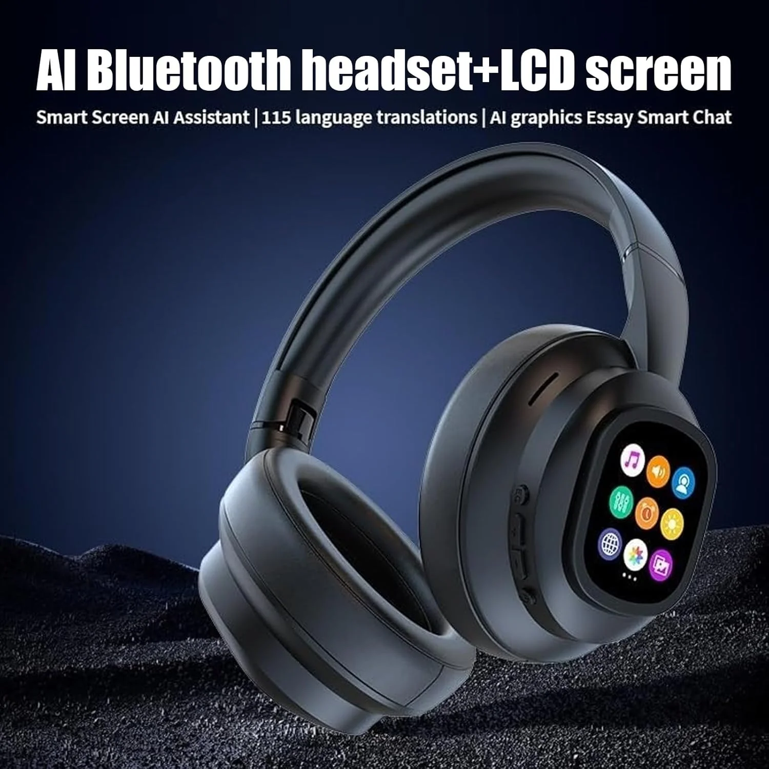 هدفون بی‌سیم ترجمه هوش مصنوعی HY-X1 PRO مدل 2026 با صفحه نمایش لمسی LCD متحرک، هدفون بی‌سیم بلوتوث 6.0، مترجم 115 زبانه همزمان، مناسب برای سفر و تجارت