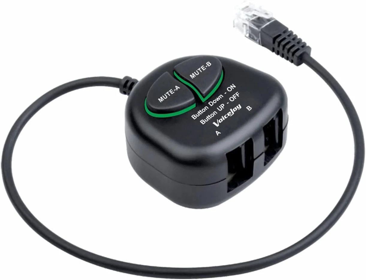 آداپتور آموزشی VoiceJoy 4P4C RJ9 با دکمه‌های قطع صدا برای تلفن‌های Nortel Meridican، Norstar، Avaya، Ashtra، Mitel، Polycom، Ge و غیره