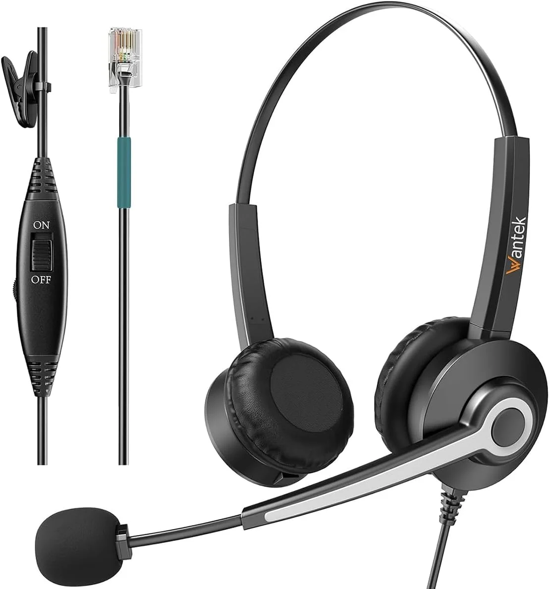 هدست تلفن سیمی تک گوش Wantek با میکروفون حذف نویز برای تلفن های رومیزی ShoreTel Plantronics Polycom Zultys Toshiba NEC Aspire Dterm Nortel Norstar Meridian Siemens ROLM Packet8