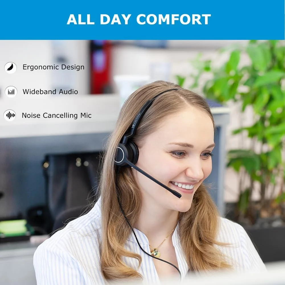 هدست تک گوش VT Plantronic-QD با میکروفون - برای کابل های دارای اتصال سریع قطع شونده برای دفتر مرکز تماس (X100QD)