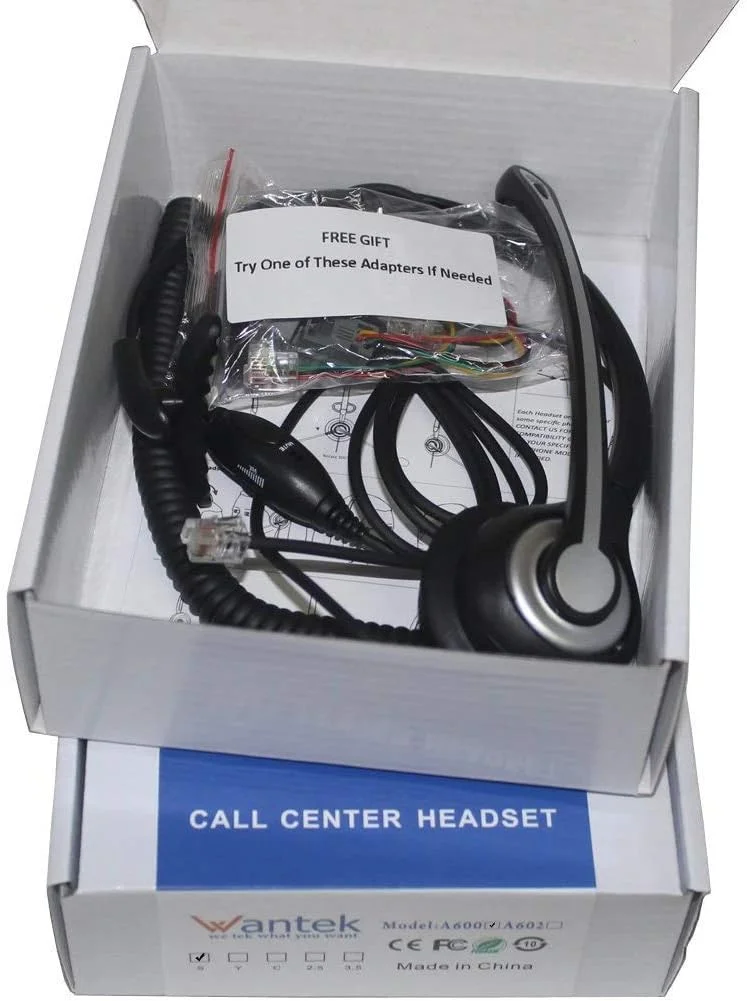 هدست تلفن سیمی تک گوش Wantek با میکروفون حذف نویز برای تلفن های رومیزی AVAYA Aastra Allworx Adtran Alcatel Lucent AltiGen Comdial Digium Gigaset InterTel Mitel Plantronics MiVoice (F600S1)