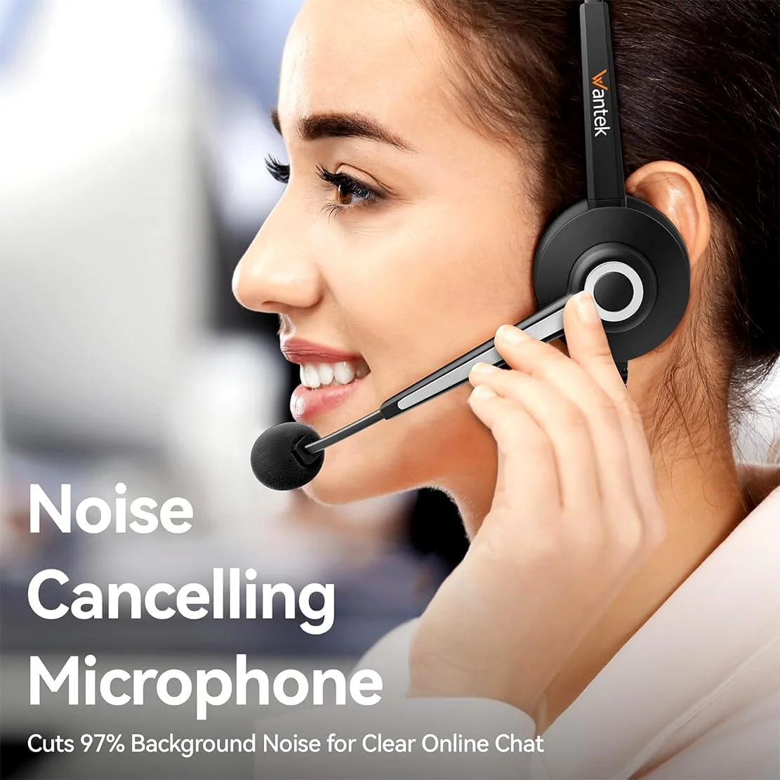 هدست تلفن سیمی تک گوش Wantek با میکروفون حذف نویز برای تلفن های رومیزی ShoreTel Plantronics Polycom Zultys Toshiba NEC Aspire Dterm Nortel Norstar Meridian Siemens ROLM Packet8