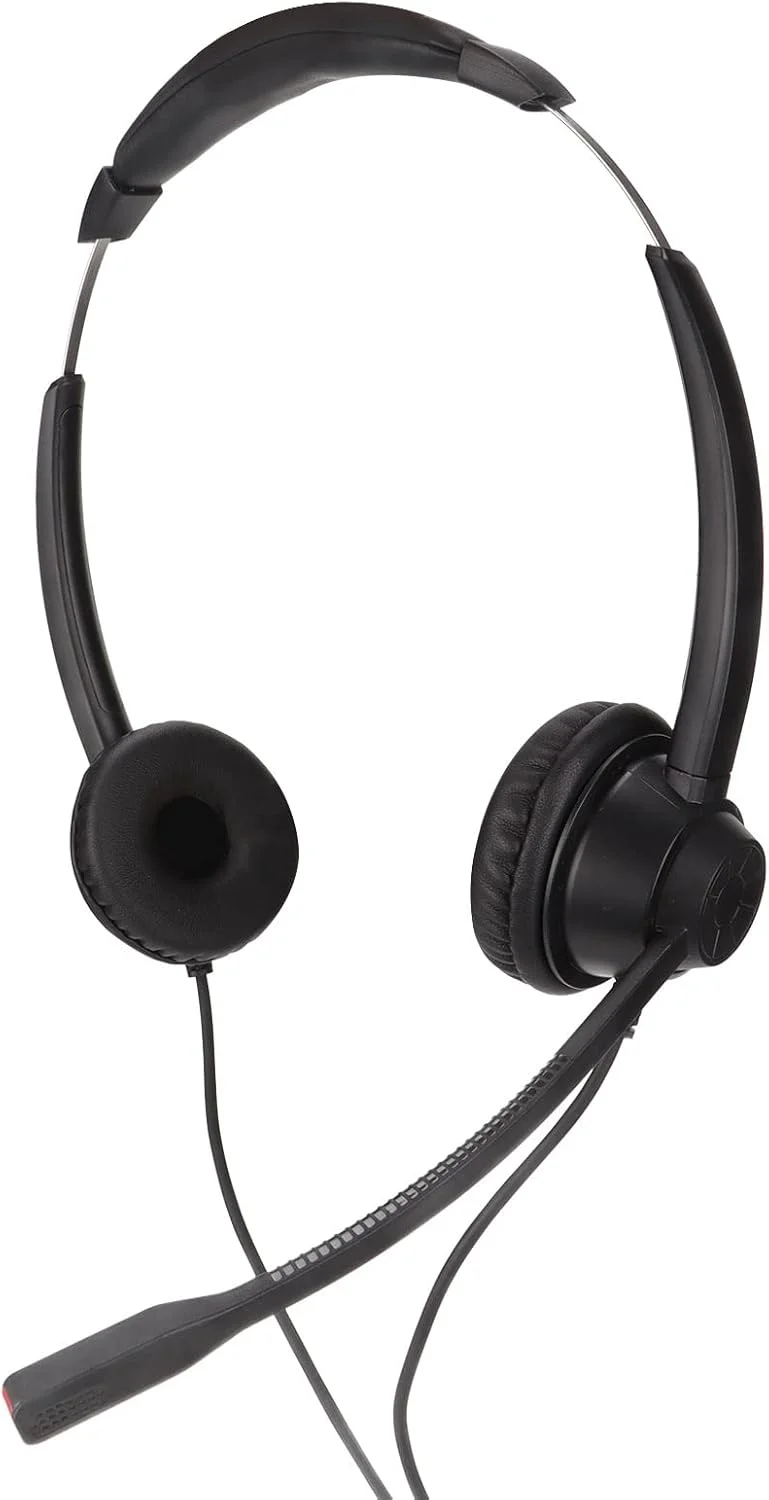 هدست تلفن RJ9، هدفون دو گوشی سیم دار تجاری با تنظیم صدا میکروفون، هدست تلفن مرکز تماس برای خانه، دفاتر، مراکز تماس، بازاریابی تلفنی، اتصال و پخش