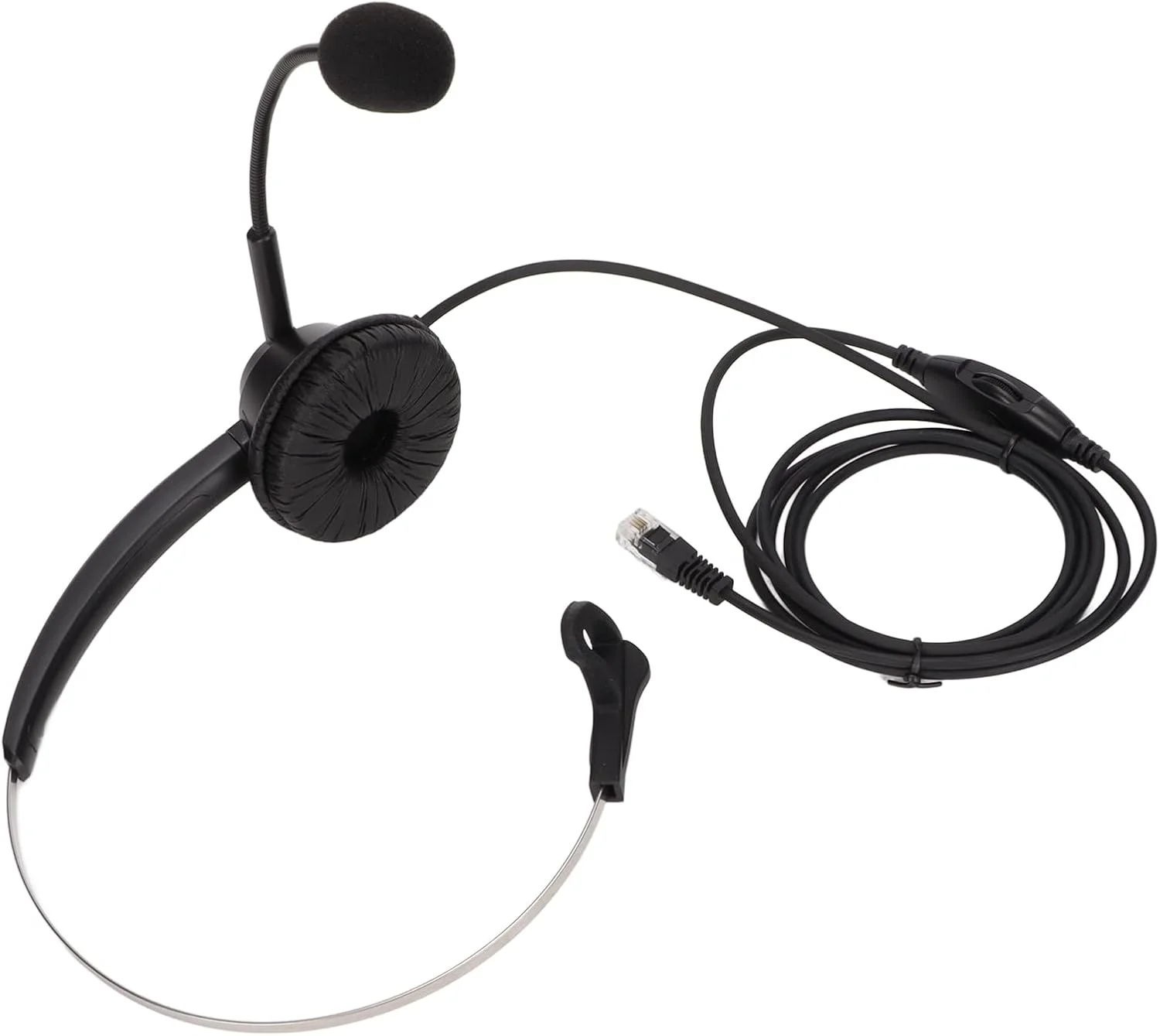 هدست تلفن XUMIUZIY مدل H360‑RJ9‑VA، هدست تلفن RJ9، هدست تجاری تک گوش مشکی با قابلیت تنظیم، مناسب برای دفاتر و مراکز تماس