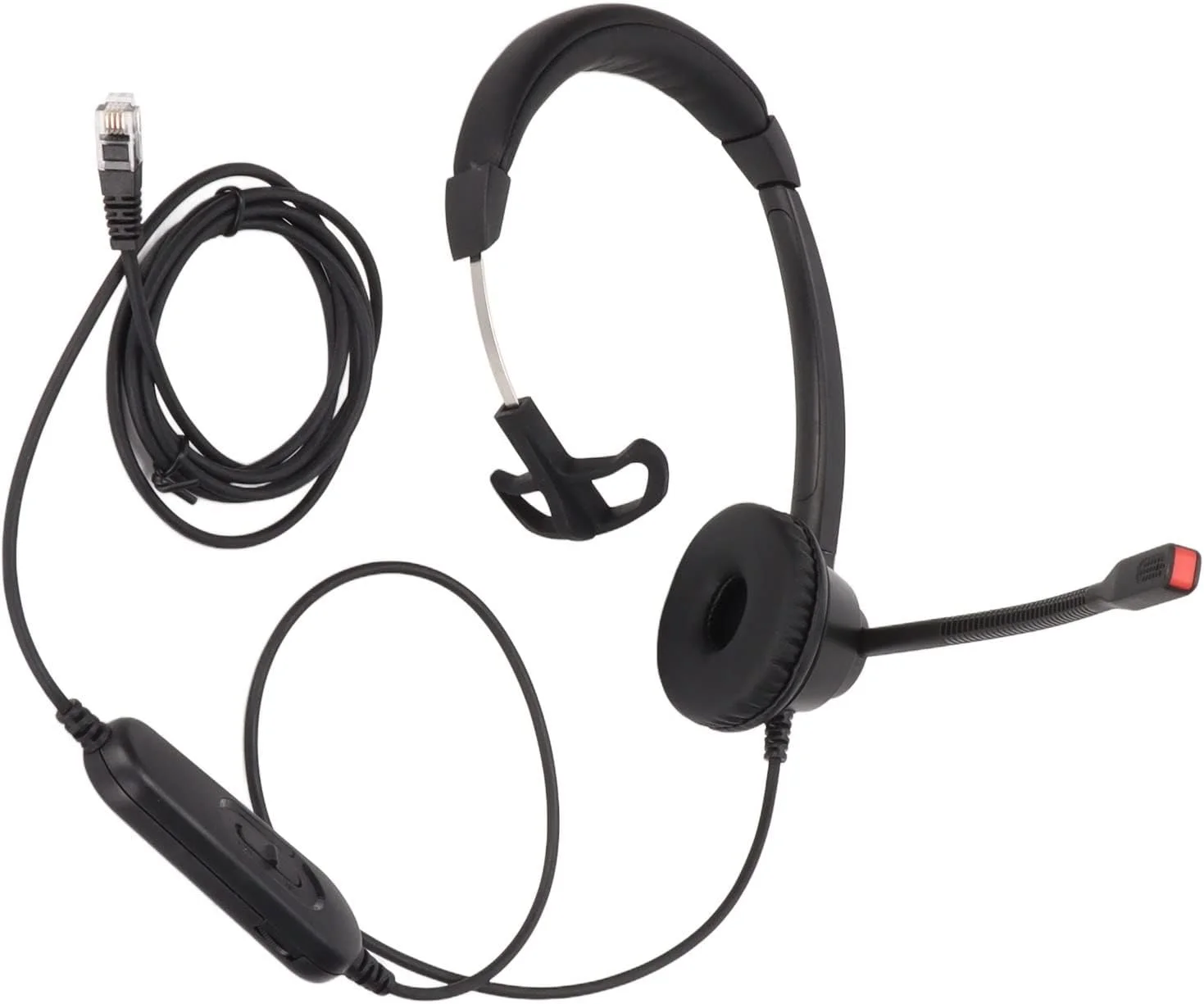 هدست تلفن RJ9، هدست تک گوش با میکروفون حذف نویز مونو، هدست سیمی جک RJ9 با قابلیت تنظیم صدا، برای خدمات مشتری، تلفن VOIP، مرکز تماس