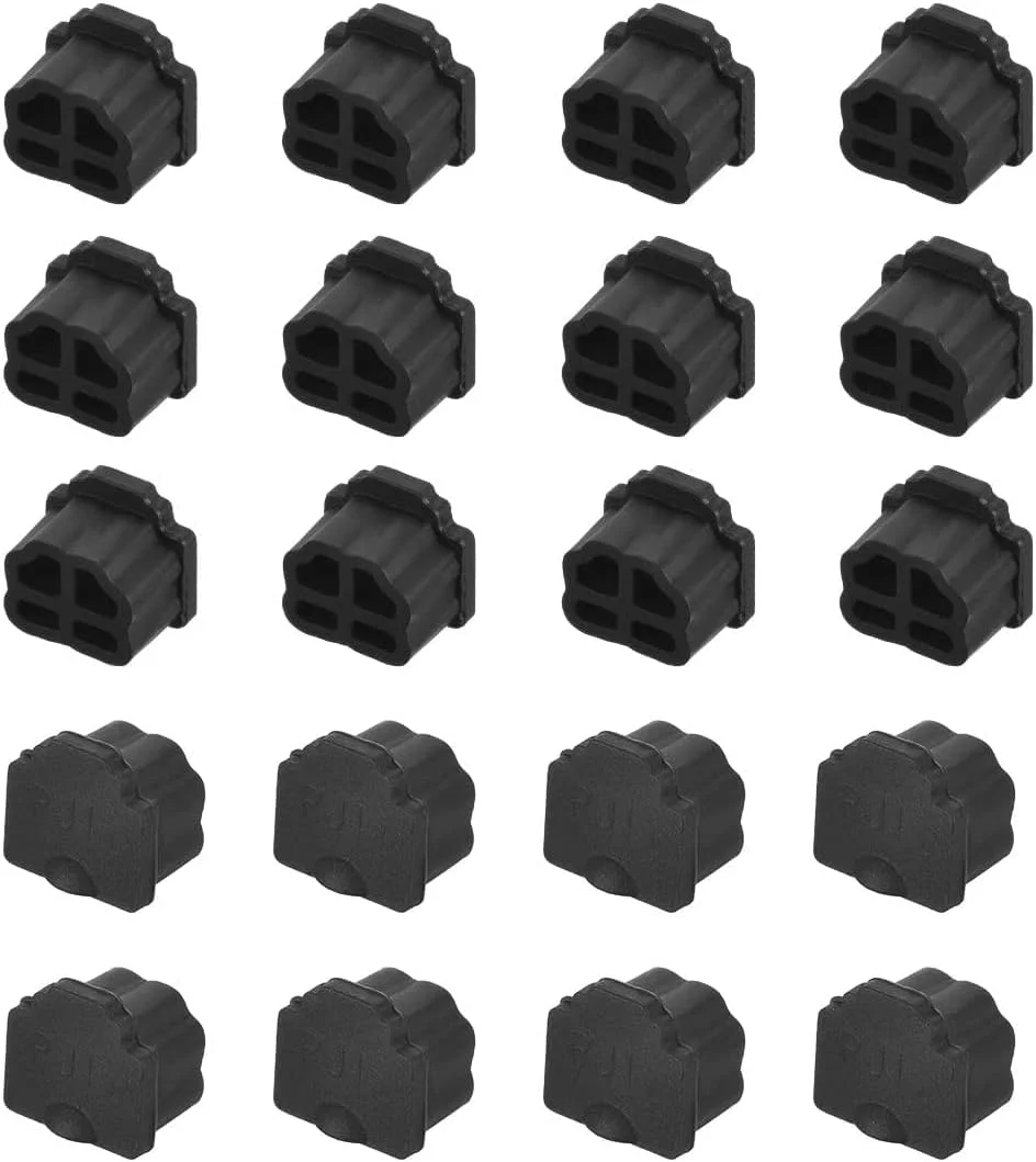 XYWHPGV 20 عدد درپوش محافظ سیلیکونی RJ11 برای پورت تلفن، ضد گرد و غبار، ابعاد 9.5mmx7.5mm، مشکی