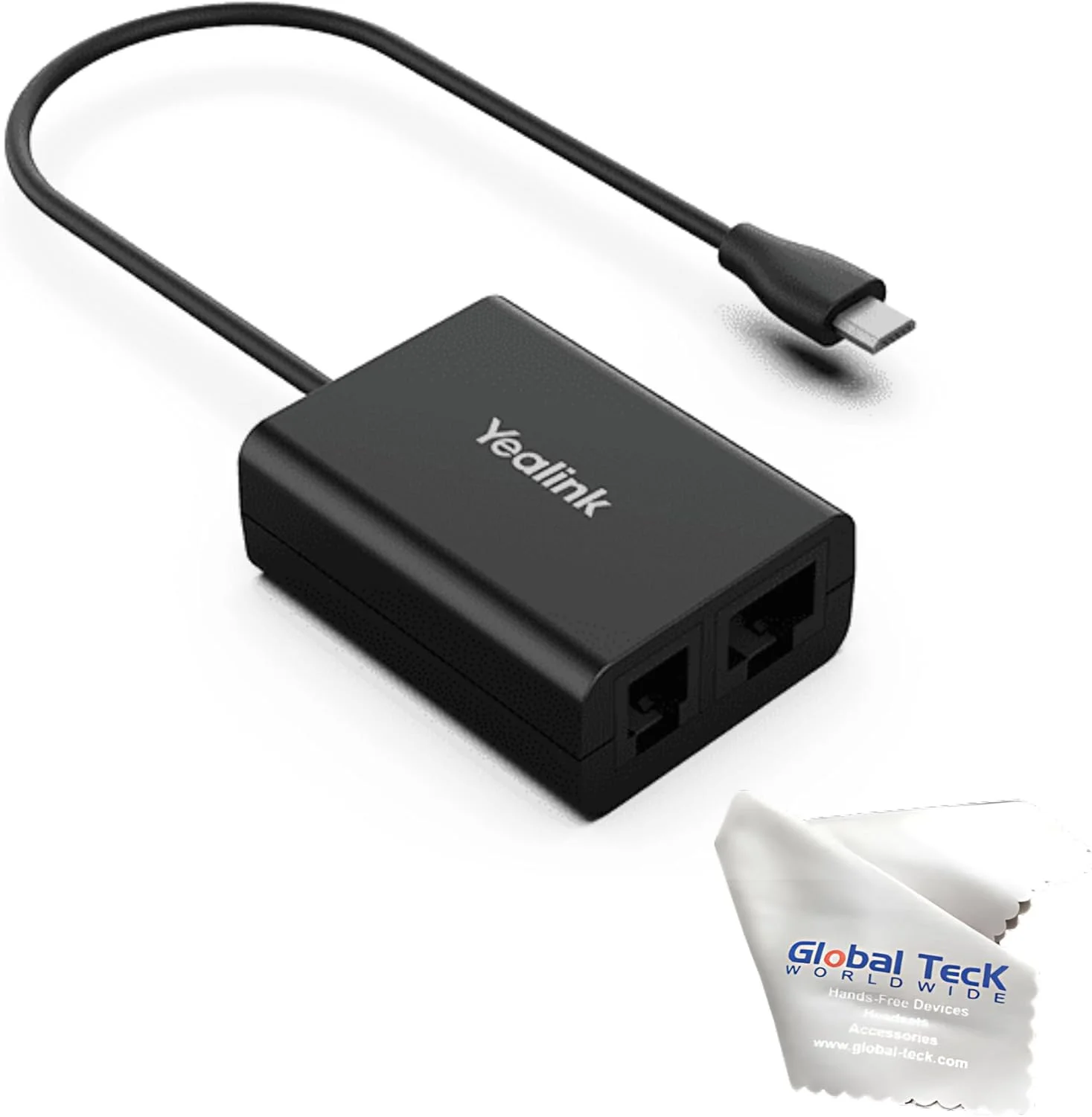 آداپتور هدست بی‌سیم Yealink EHS61 - سازگار با Mitel، Unify، Poly، Yealink T2X و T4XG، اتصال آسان، کنترل تماس از راه دور (پاسخ و قطع تماس)، سازگار با هدست Yealink DECT - همراه با دستمال GTW