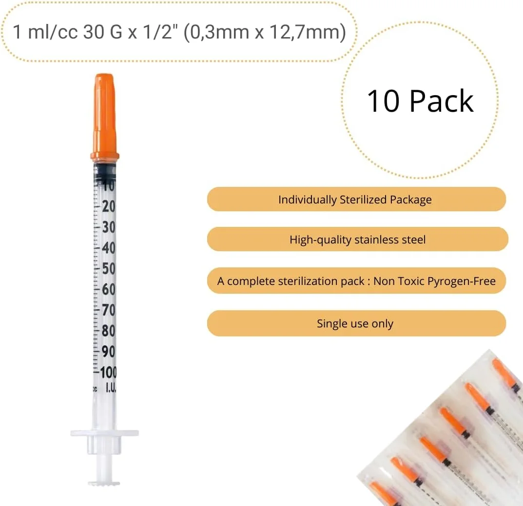بسته 10 عددی لوله پلاستیکی 1 میلی لیتر/سی سی 30G (0.3 x 12.7 میلی متر)، ابزار اندازه گیری چند منظوره، بسته بندی جداگانه (30G 1/2 اینچ) بسته 10 عددی لوله پلاستیکی 1 میلی لیتر/سی سی 30G (0.3 x 12.7 میلی متر)، ابزار اندازه گیری چند منظوره، بسته بندی جداگانه (30G 1/2 اینچ)