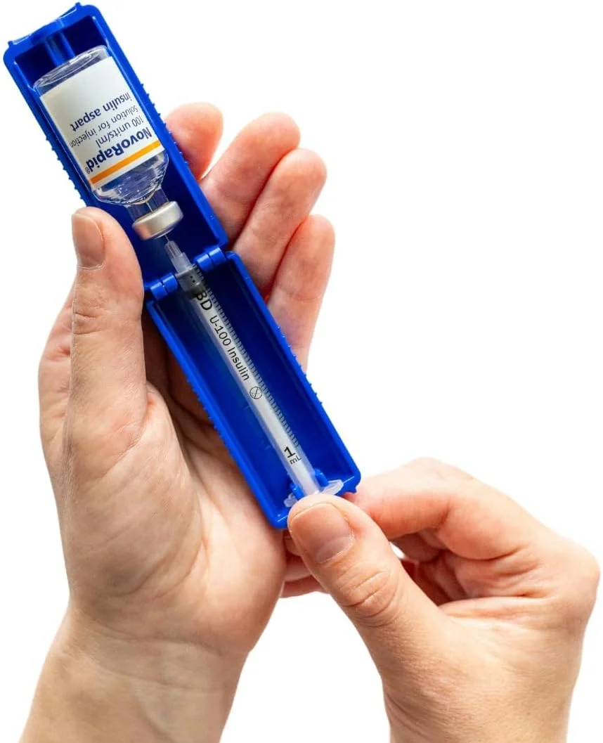 نگهدارنده ویال و سرنگ T1me برای سرنگ یکبار مصرف 1 میلی لیتری U-100 (BD Micro-Fine و سایر سرنگ های انسولین)، دستگاه انتقال انسولین برای دیابت نوع 1 و نوع 2، محافظ بطری، نگهدارنده ویال، (آبی) نگهدارنده ویال و سرنگ T1me برای سرنگ یکبار مصرف 1 میلی لیتری U-100 (BD Micro-Fine و سایر سرنگ های انسولین)، دستگاه انتقال انسولین برای دیابت نوع 1 و نوع 2، محافظ بطری، نگهدارنده ویال، (آبی)