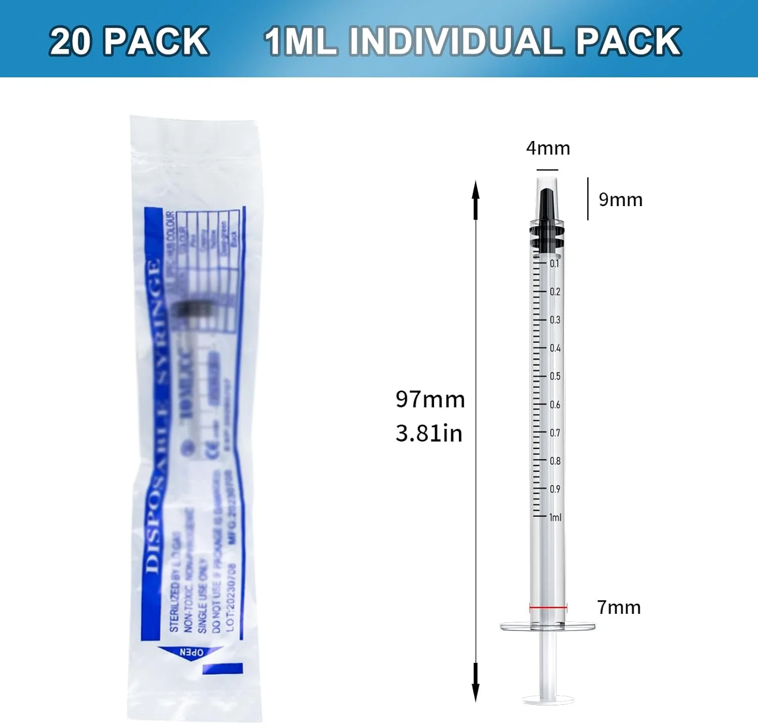 بسته 20 عددی سرنگ 1 میلی لیتری/سی سی SCOOYUCK، بدون سوزن، سرنگ های کوچک پلاستیکی مایع، بسته بندی جداگانه، ایده آل برای علم، اندازه گیری مایعات، تغذیه حیوانات خانگی، روغن کاری یا چسباندن.