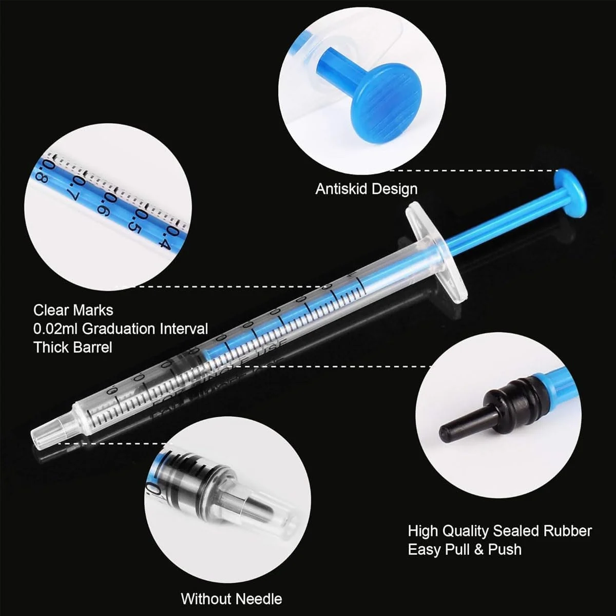 سرنگ پلاستیکی یکبار مصرف با درپوش، بسته 20 عددی، مناسب برای آزمایشگاه های علمی، اندازه گیری مایعات، تغذیه حیوانات خانگی، استفاده از روغن یا چسب (20 عدد 1 میلی لیتر)