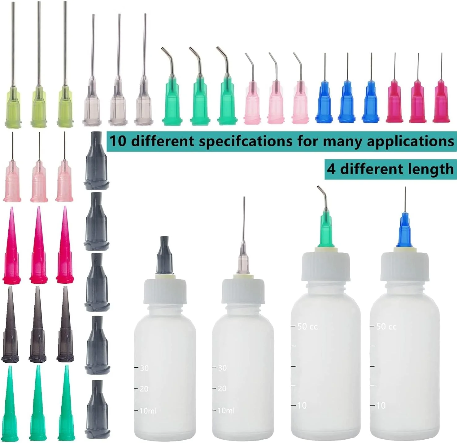 سرنگ های 1، 3، 5، 10 و 20 میلی لیتری و بطری نوک سوزنی 30 و 50 میلی لیتری. سوزن های نوک کند 14، 16، 18، 20، 22 و 25 گیج و درپوش. مناسب برای اندازه گیری مایعات و پر کردن مجدد (ست سرنگ و بطری نوک سوزنی) سرنگ های 1، 3، 5، 10 و 20 میلی لیتری و بطری نوک سوزنی 30 و 50 میلی لیتری. سوزن های نوک کند 14، 16، 18، 20، 22 و 25 گیج و درپوش. مناسب برای اندازه گیری مایعات و پر کردن مجدد (ست سرنگ و بطری نوک سوزنی)