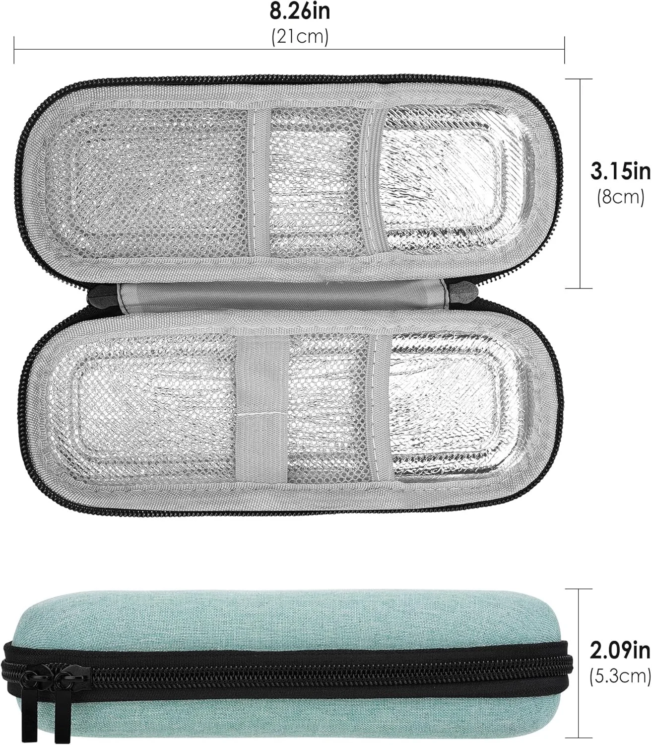کیف حمل قلم انسولین - سازمان دهنده مسافرتی دیابتی برای قلم های انسولین، سرنگ ها، ویال ها و دستگاه قند خون - کیف نگهداری پزشکی ضد آب و جمع و جور با دسته (سبز)