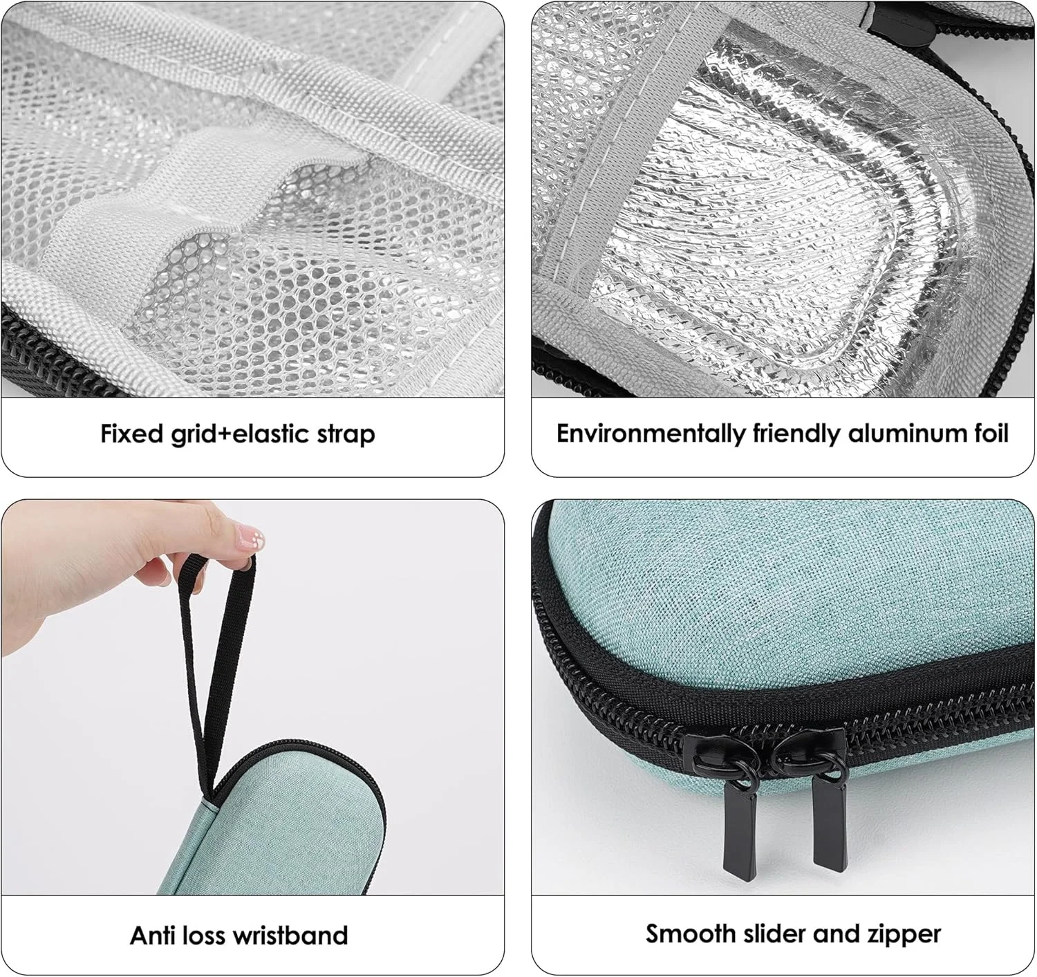 کیف حمل قلم انسولین - سازمان دهنده مسافرتی دیابتی برای قلم های انسولین، سرنگ ها، ویال ها و دستگاه قند خون - کیف نگهداری پزشکی ضد آب و جمع و جور با دسته (سبز)