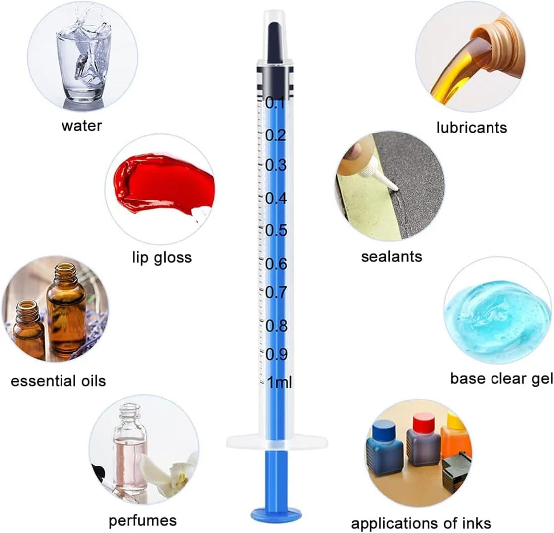 مجموعه 50 عددی سرنگ پلاستیکی 1 میلی لیتری Uhuanyy، ابزار سرنگ اندازه گیری مایع، مهر و موم شده جداگانه با اندازه گیری برای آزمایشگاه های علمی، اندازه گیری مایعات، تغذیه حیوانات خانگی، روغن یا چسب