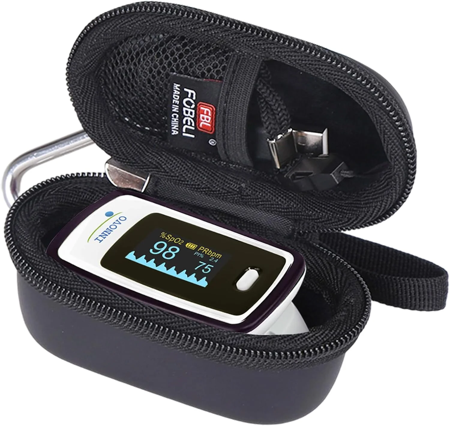 کیف محافظ دستگاه پالس اکسی متر انگشتی FBLFOBELI، مناسب برای دستگاه های Innovo Deluxe iP900AP/Zacurate Pro Series 500DL 500BL، برای مانیتور اکسیژن خون کودکان کوچک، ابعاد 11x5.6x6.1 سانتی متر، فقط کیف (مشکی) کیف محافظ دستگاه پالس اکسی متر انگشتی FBLFOBELI، مناسب برای دستگاه های Innovo Deluxe iP900AP/Zacurate Pro Series 500DL 500BL، برای مانیتور اکسیژن خون کودکان کوچک، ابعاد 11x5.6x6.1 سانتی متر، فقط کیف (مشکی)