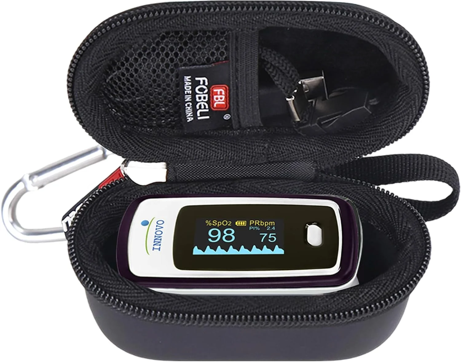کیف محافظ دستگاه پالس اکسی متر انگشتی FBLFOBELI، مناسب برای دستگاه های Innovo Deluxe iP900AP/Zacurate Pro Series 500DL 500BL، برای مانیتور اکسیژن خون کودکان کوچک، ابعاد 11x5.6x6.1 سانتی متر، فقط کیف (مشکی) کیف محافظ دستگاه پالس اکسی متر انگشتی FBLFOBELI، مناسب برای دستگاه های Innovo Deluxe iP900AP/Zacurate Pro Series 500DL 500BL، برای مانیتور اکسیژن خون کودکان کوچک، ابعاد 11x5.6x6.1 سانتی متر، فقط کیف (مشکی)