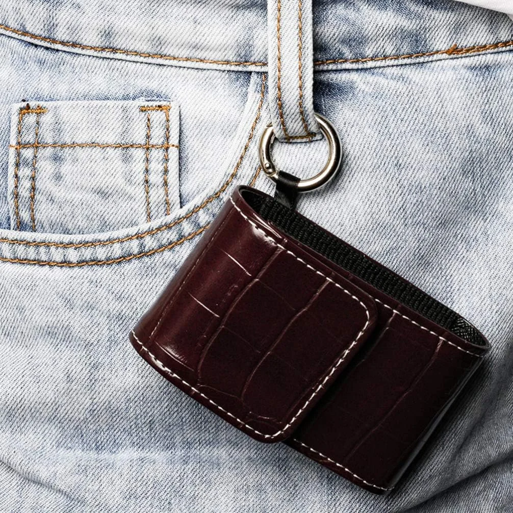 کیف انگشتی پالس اکسیمتر HFAOHO، کیف چرمی برای نگهداری و حمل آسان دستگاه سنجش اکسیژن خون (قهوه ای)